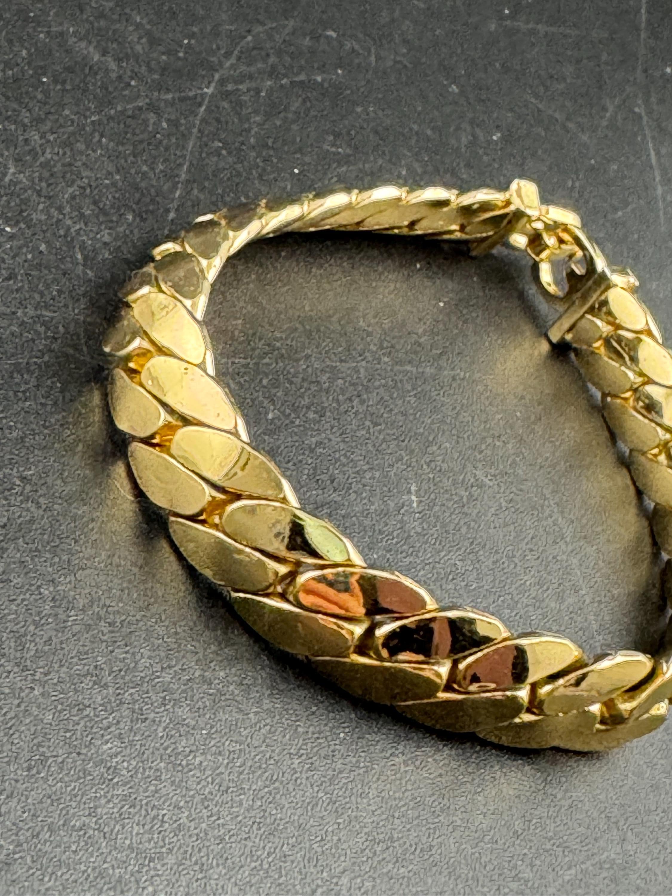 Grosse gold plated curb Bracelet, Modernist signed chain