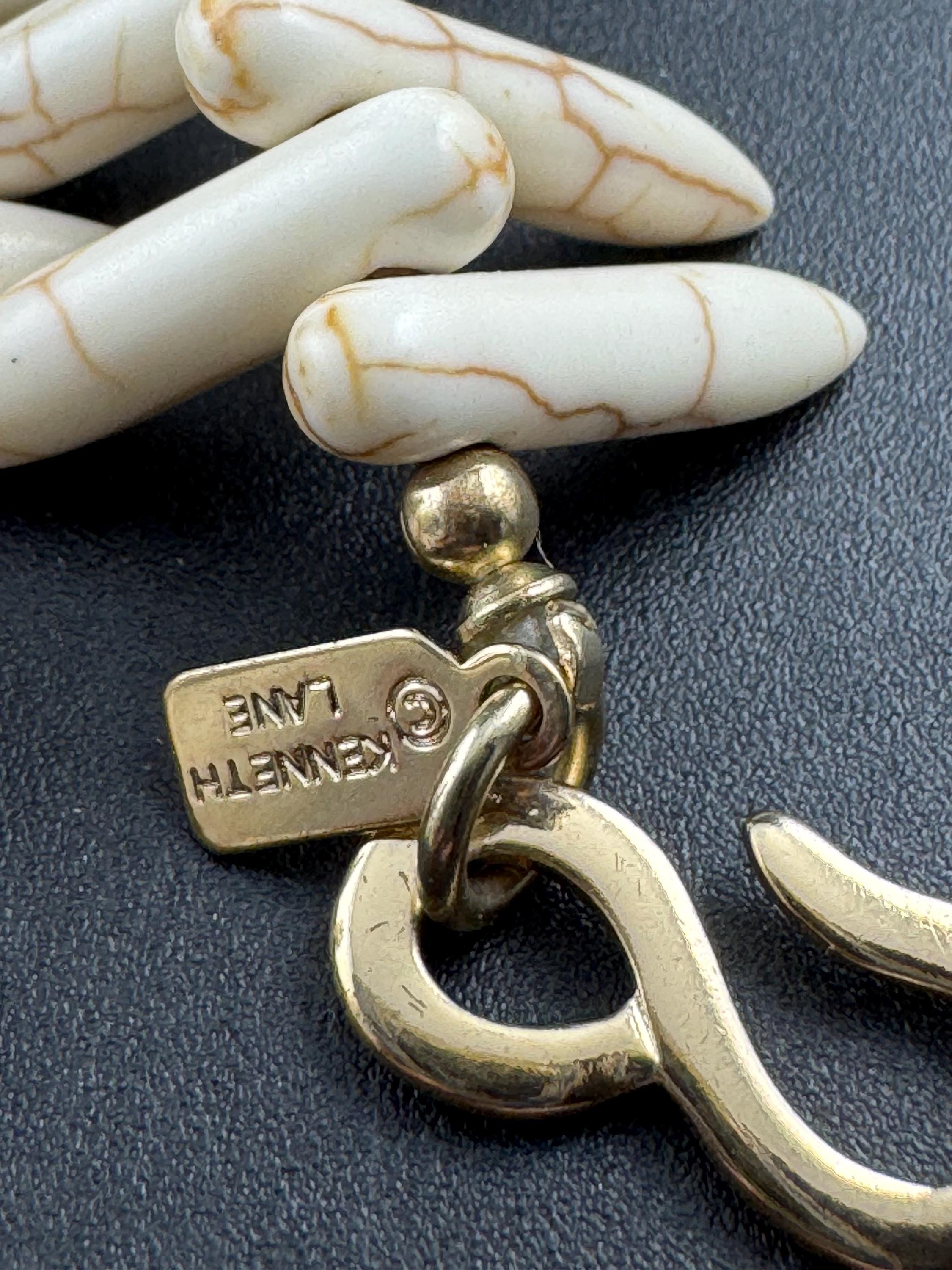 KJL cream spiky bib choker necklace, gemstone tribal , Kenneth Jay lane jewellery