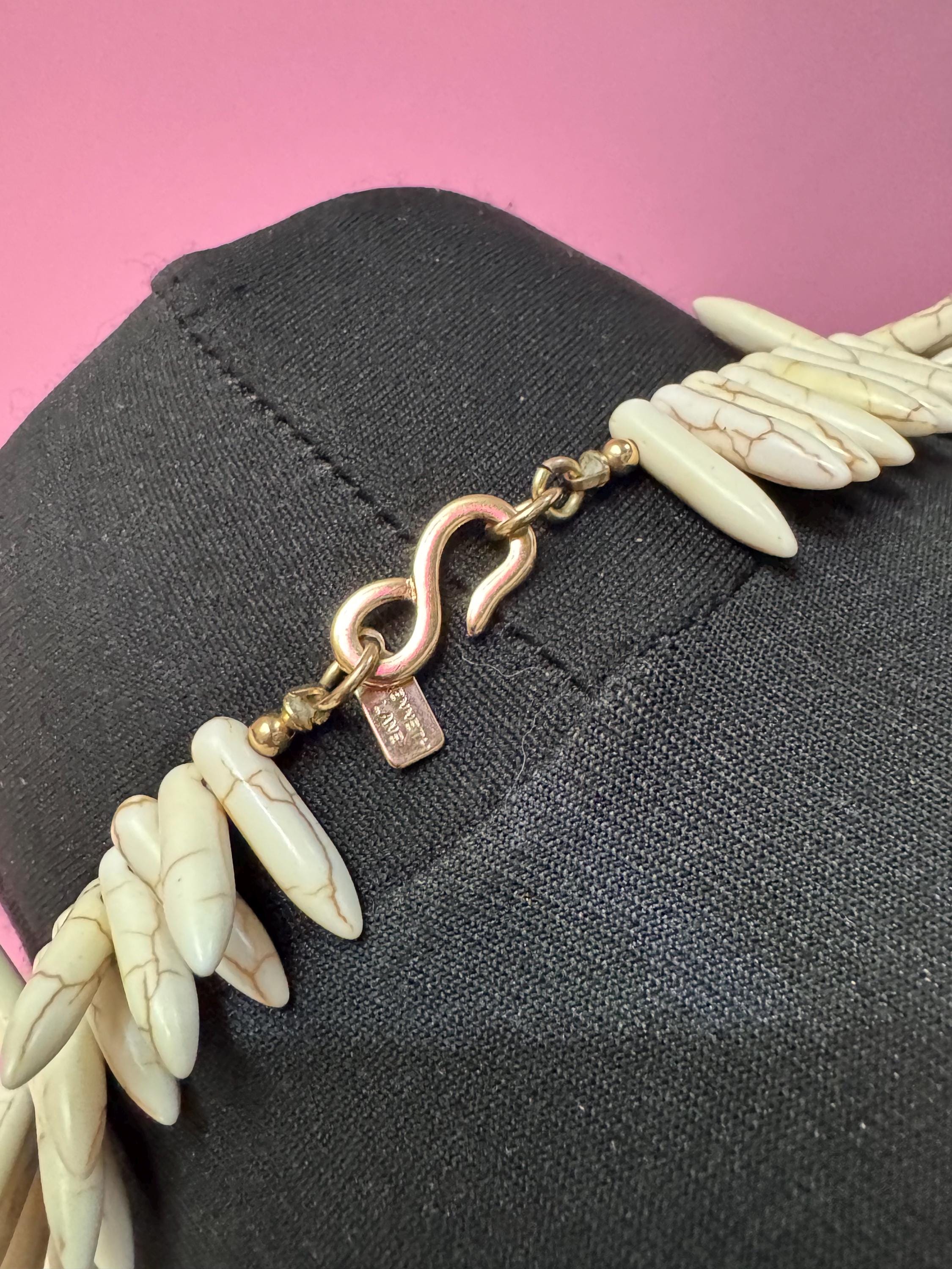 KJL cream spiky bib choker necklace, gemstone tribal , Kenneth Jay lane jewellery