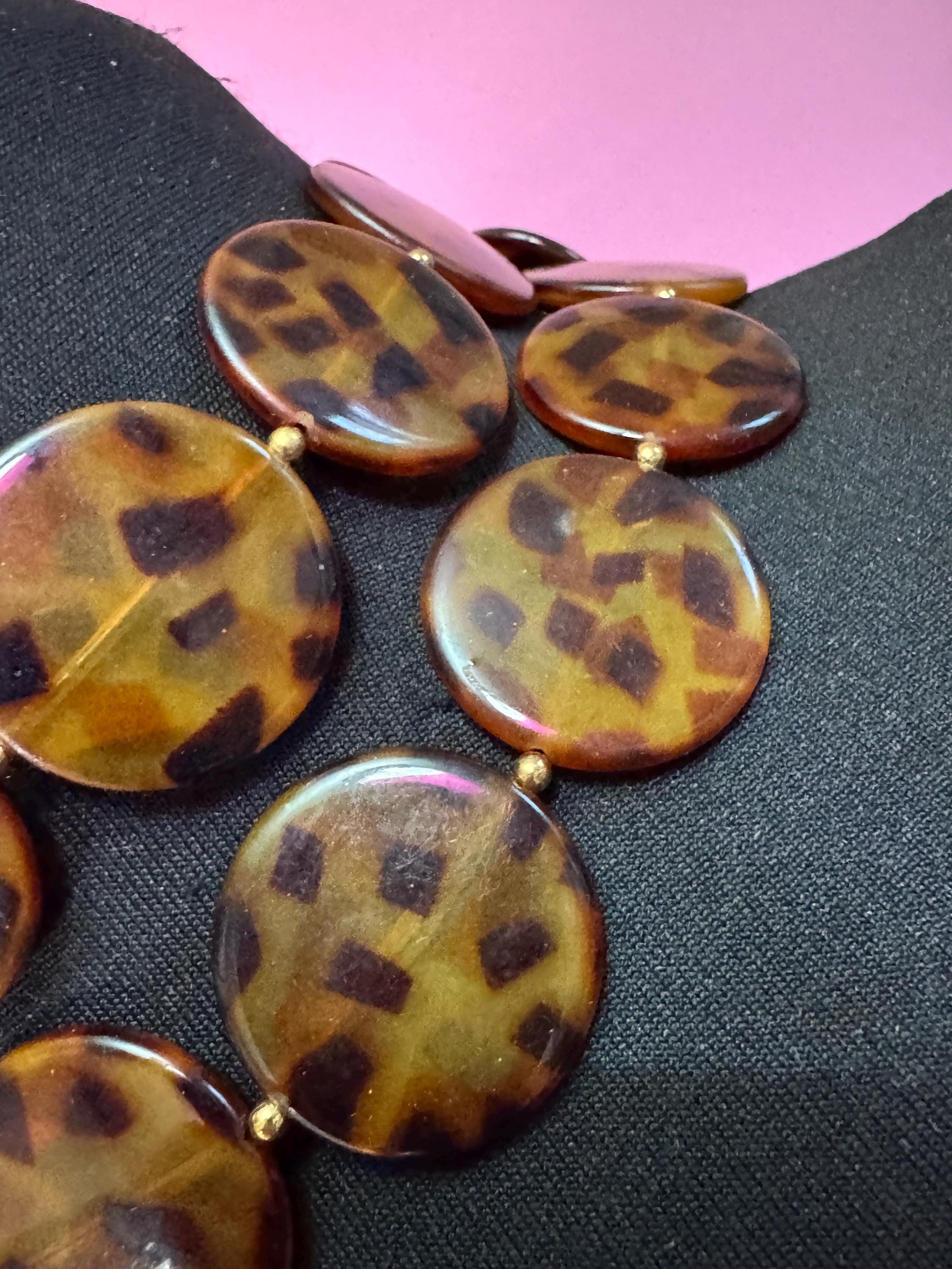 KJL tortoiseshell brown choker necklace, acrylic Kenneth jay lane jewellery