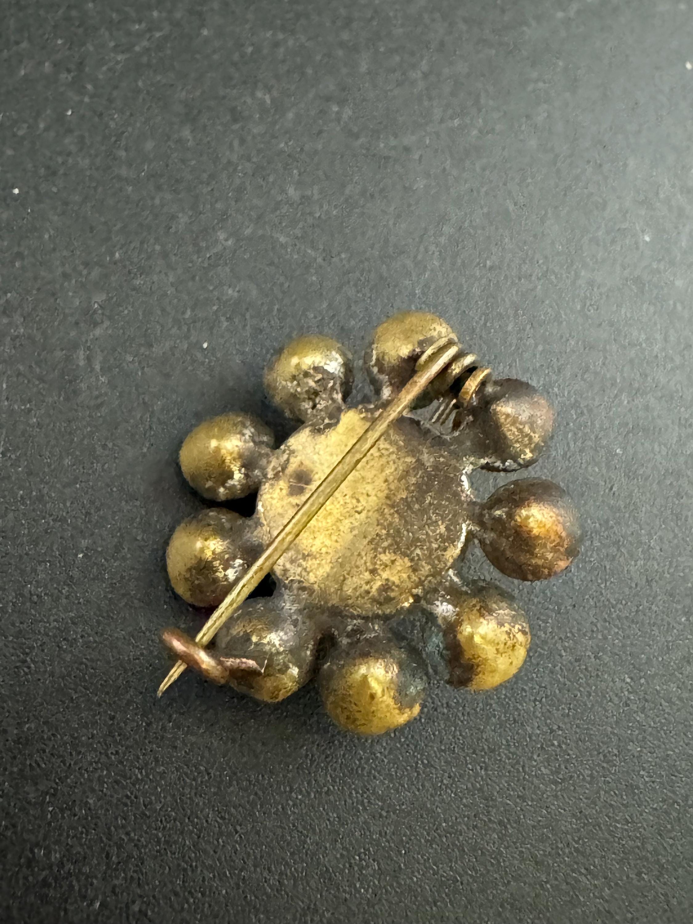 Victorian grey pearl and Diamanté round button Brooch, silver tone c clasp