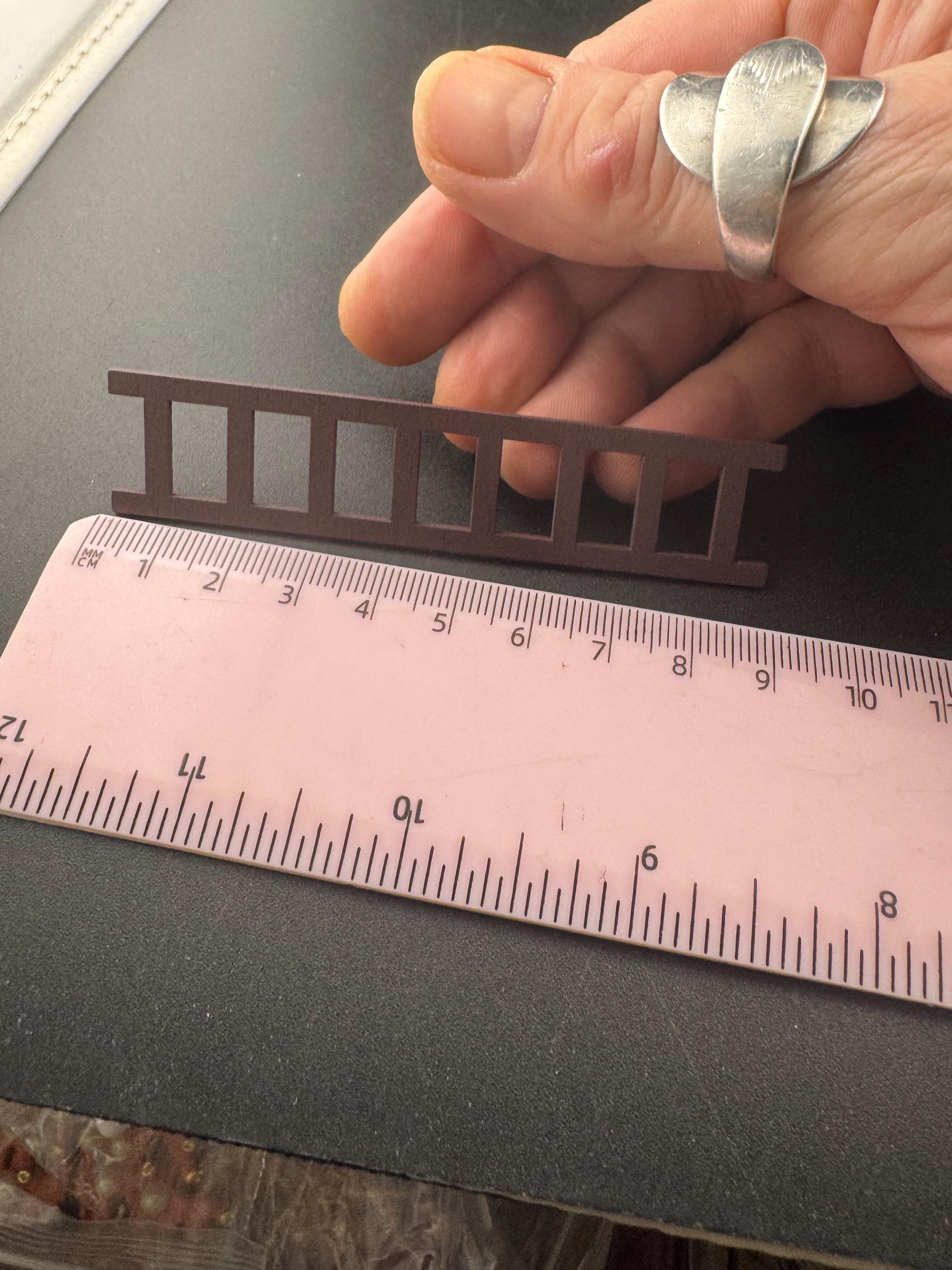 Miniature ladder cake topper, dollshouse fairy gardens scenery , brown acrylic