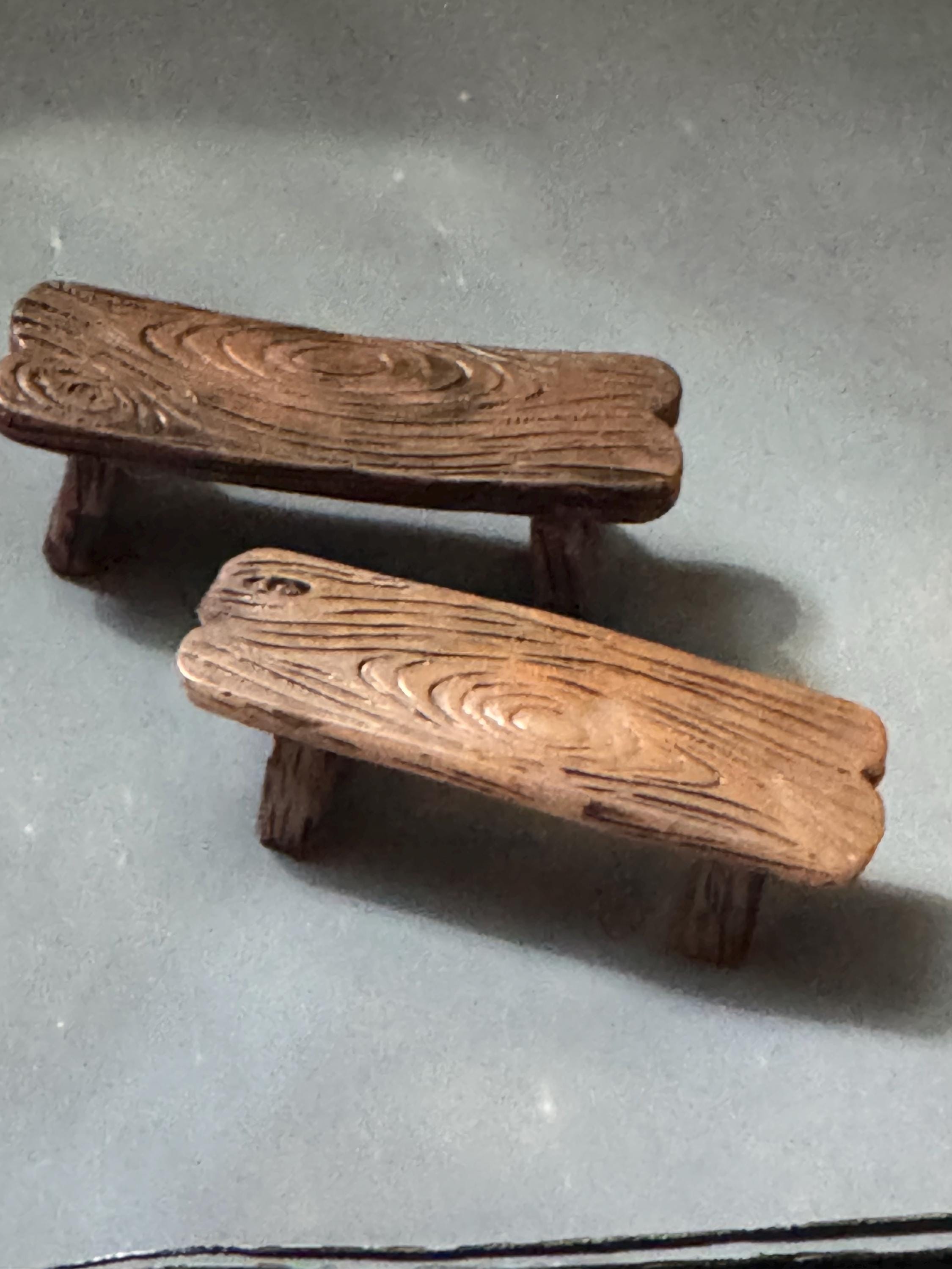 Miniature wooden bench, brown acrylic medium or small cake topper dollhouse scenery