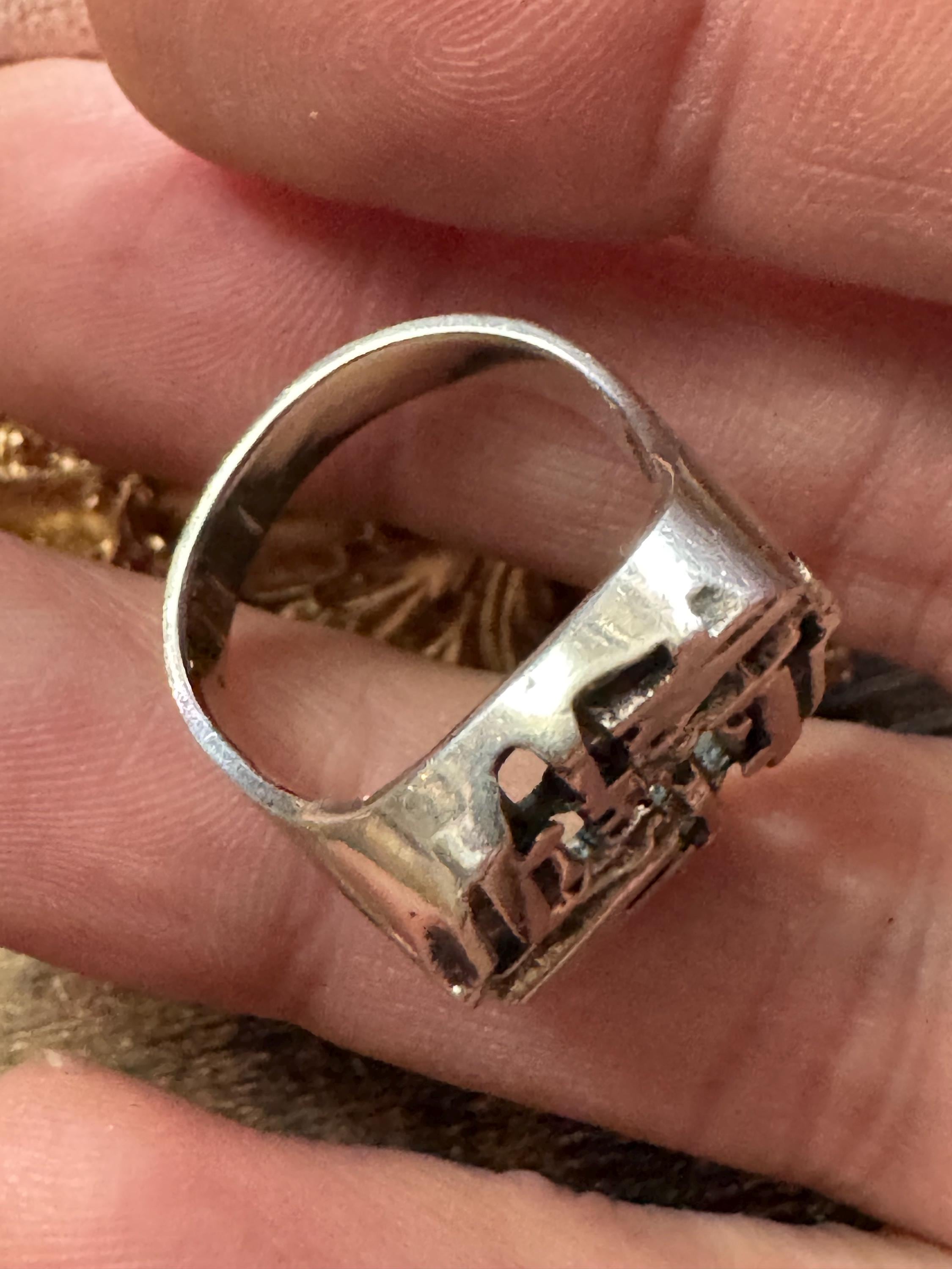 brutalist 925 ring, size 0 sterling silver 1970s