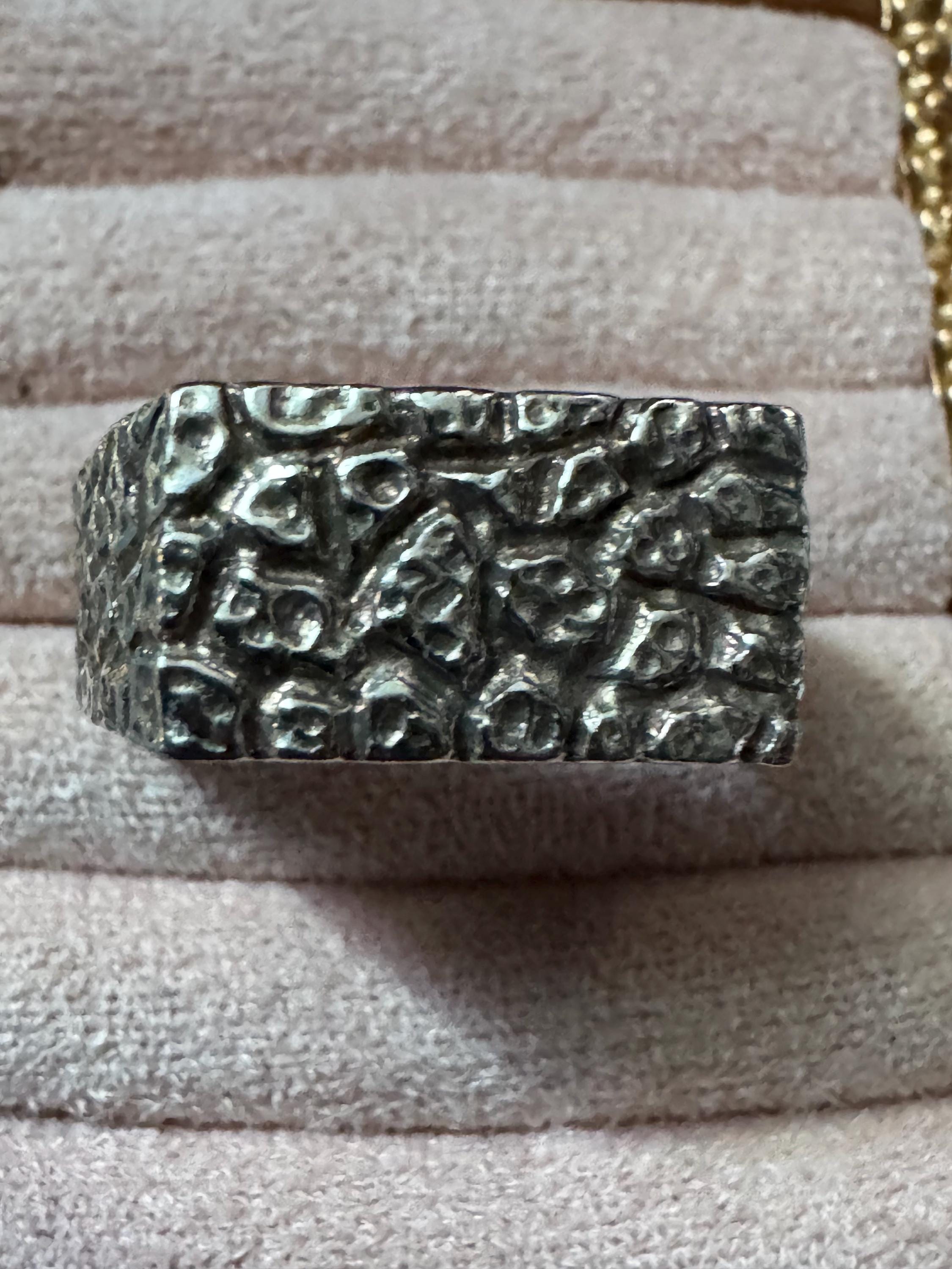 Mens brutalist 925 ring, size T.5 sterling silver 1970s