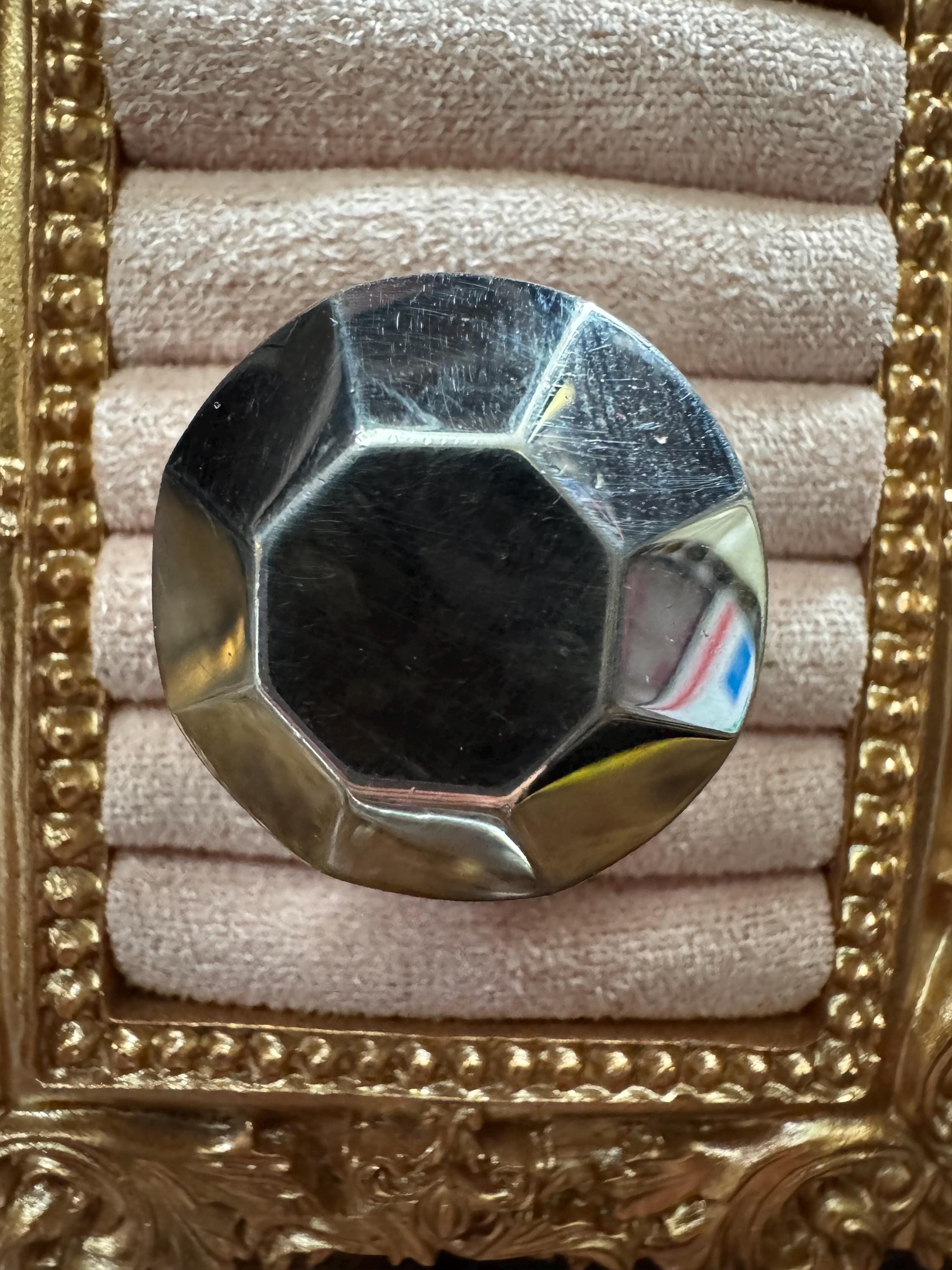 Size P.5 925 octagon big silver ring, Sterling modernist