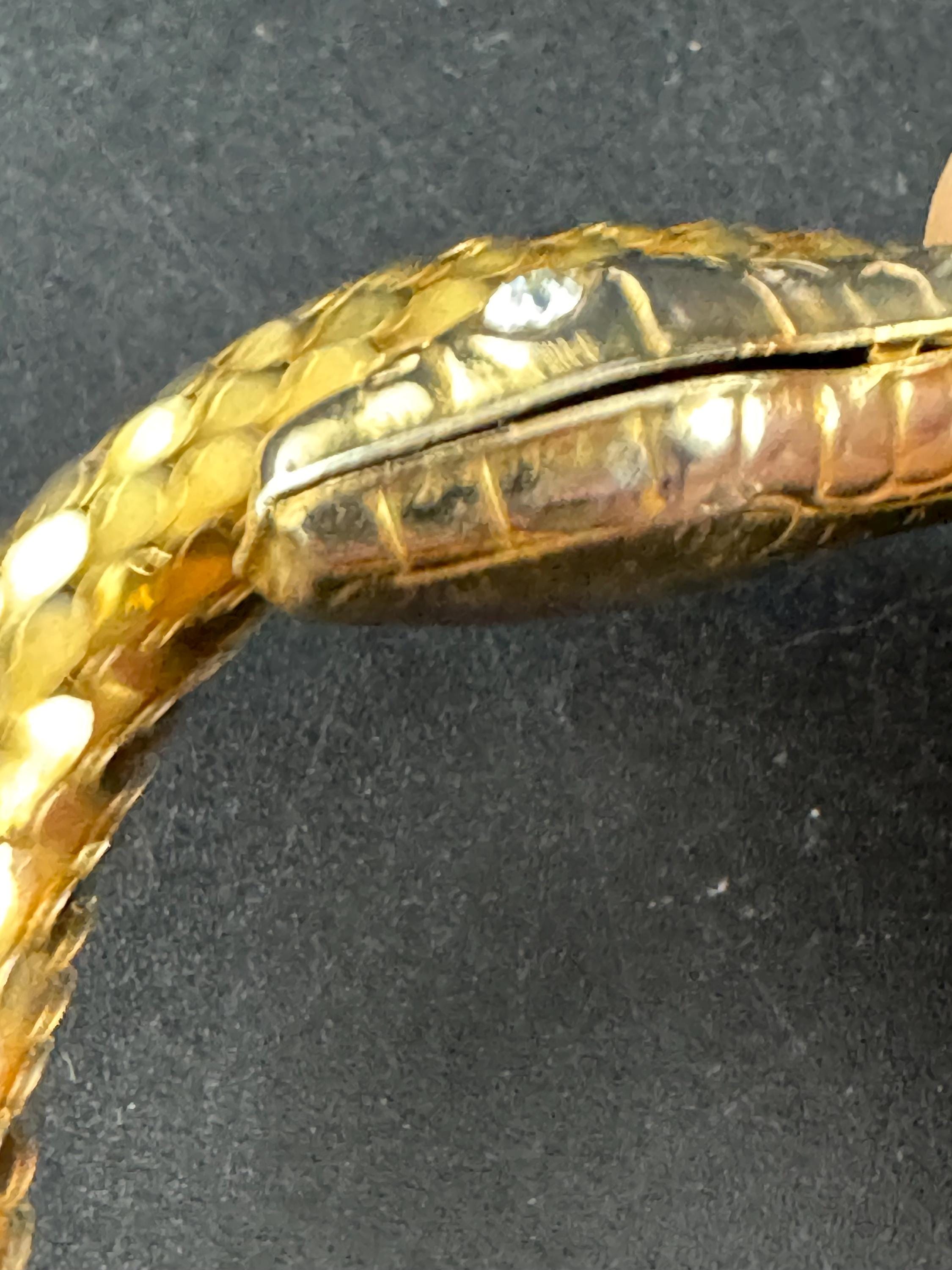 gold mesh Snake bangle,serpent bracelet wrap round with clear crystal eyes