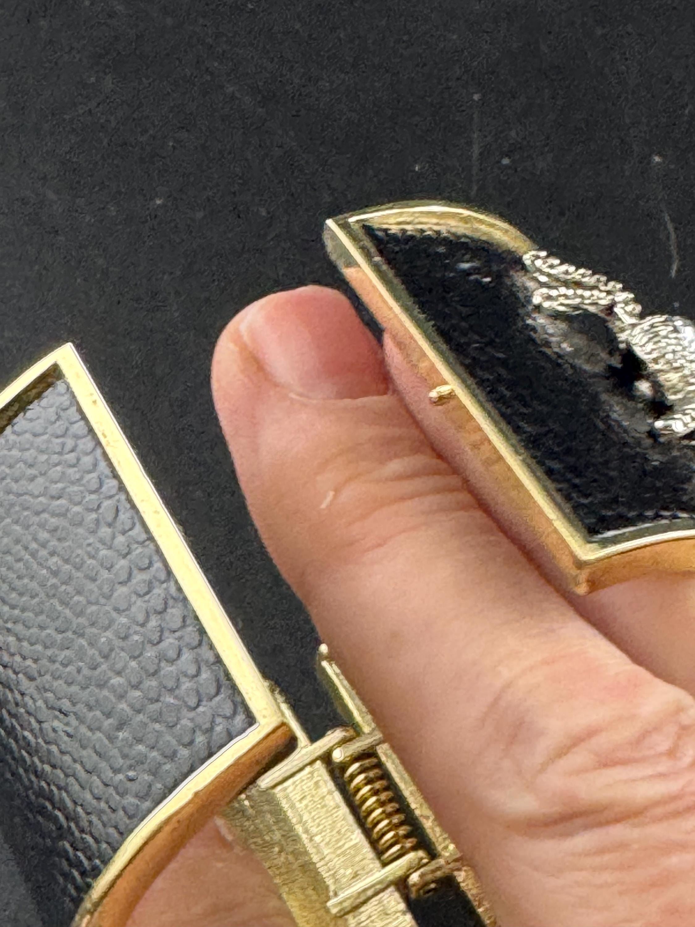 Wide spider Clamper Bangle: Black with Diamanté Crystals, Gold Tone