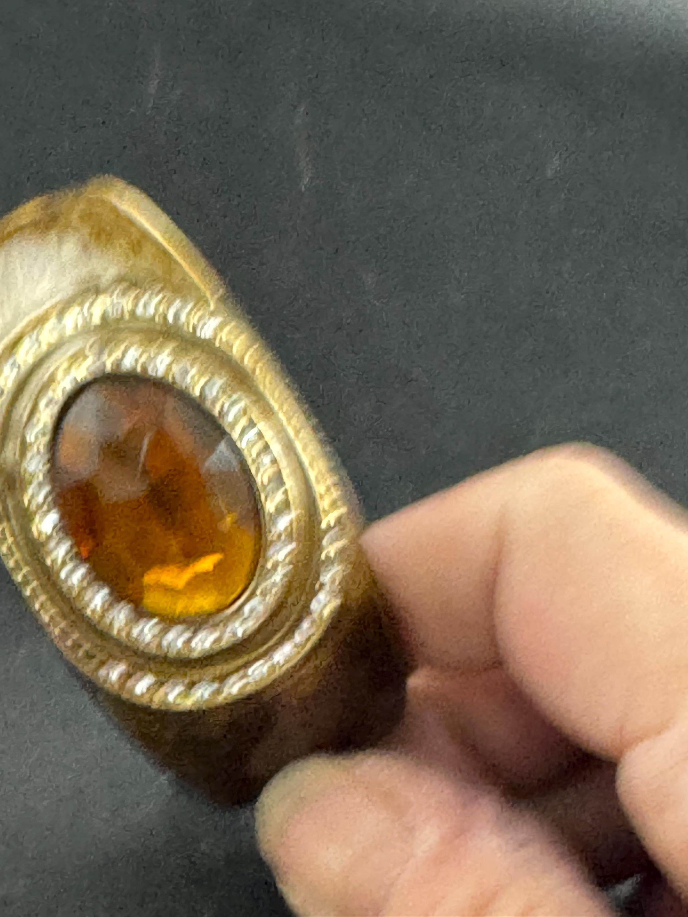 Brown enamel rhinestone Clamper Bangle, gold diamanté Bracelet.