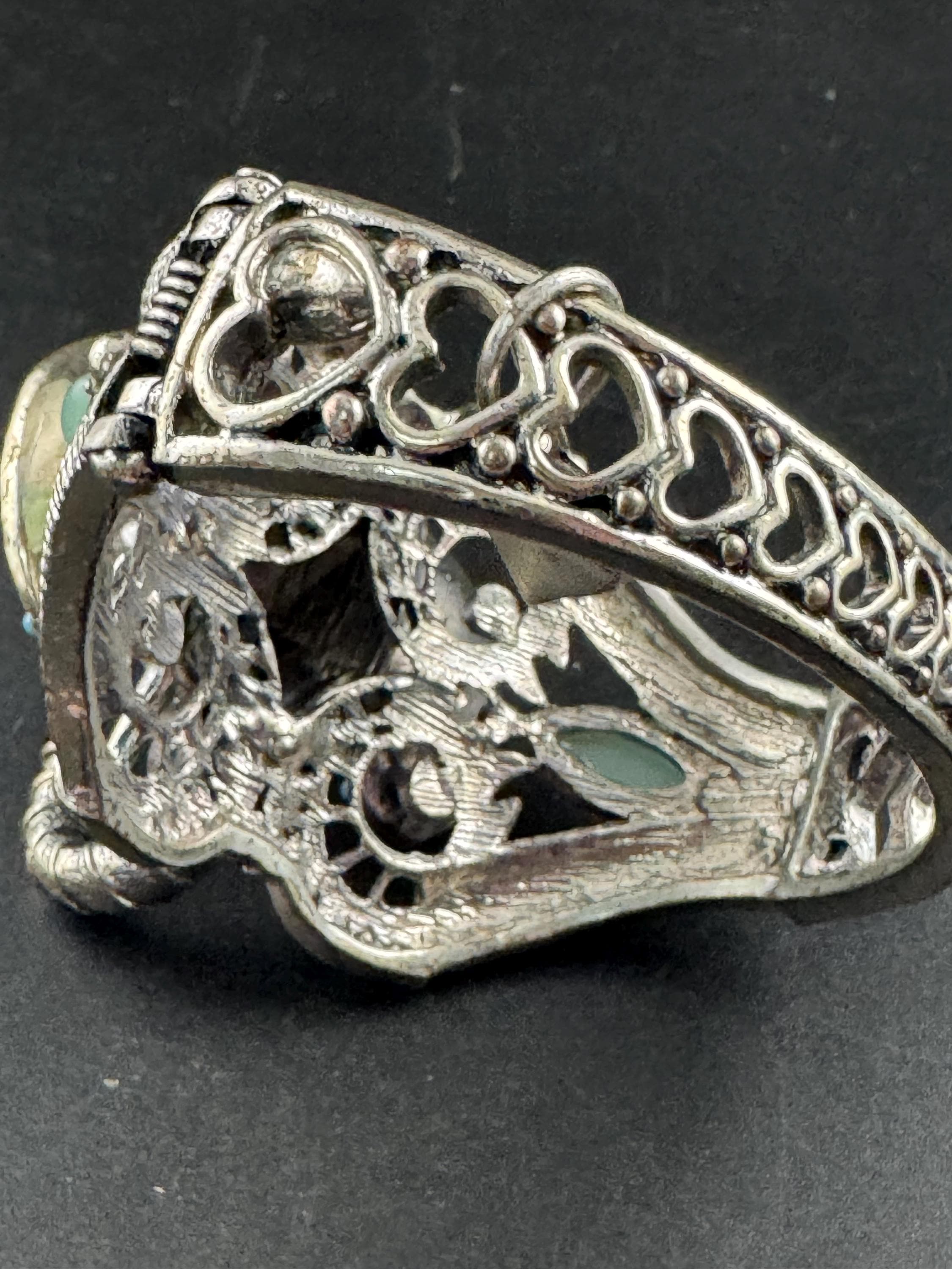 Turquoise beaded Elephant Bangle, oversized clamper bracelet