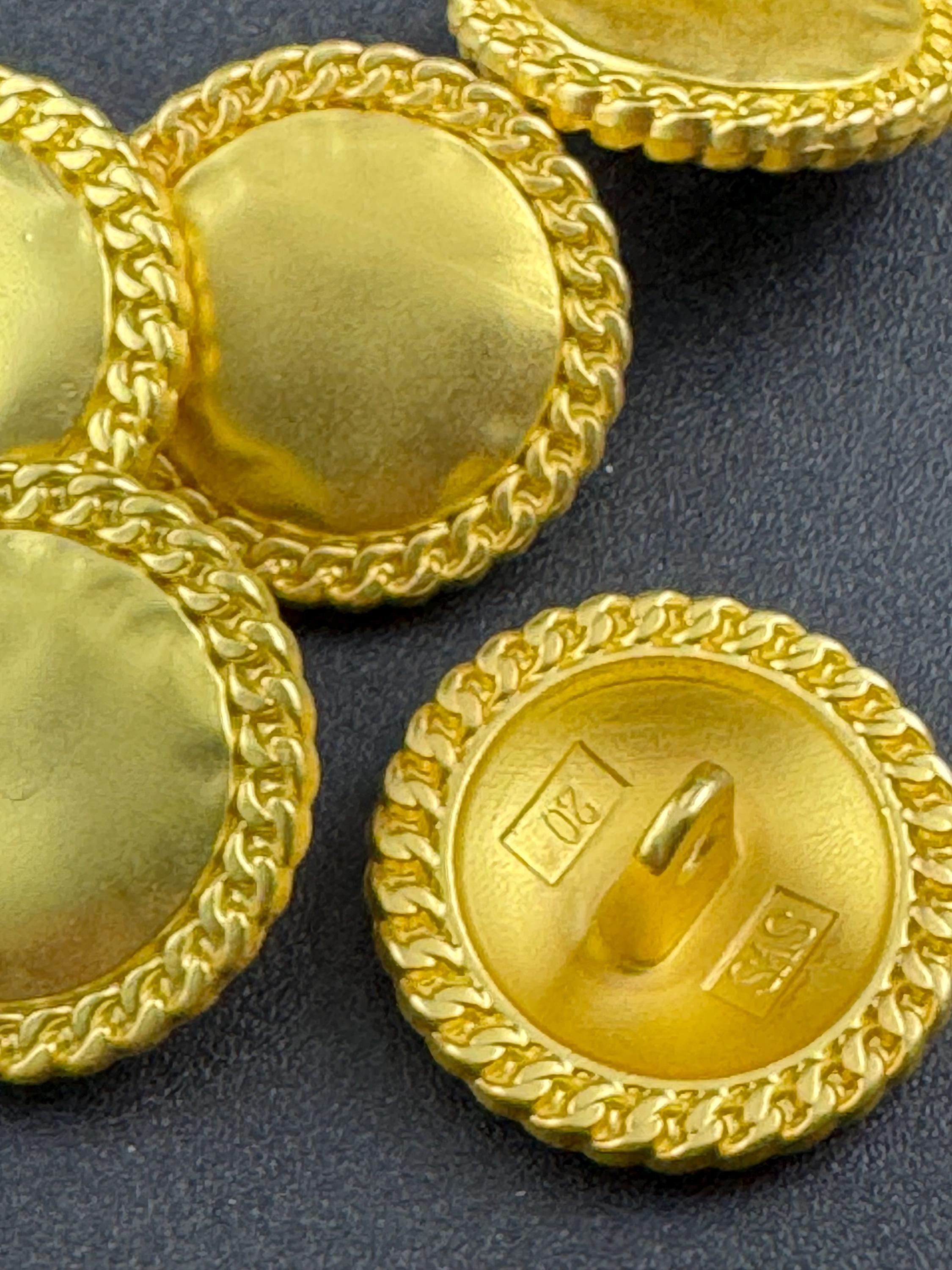 Matt gold chain edge buttons, 3 sizes bright yellow metal