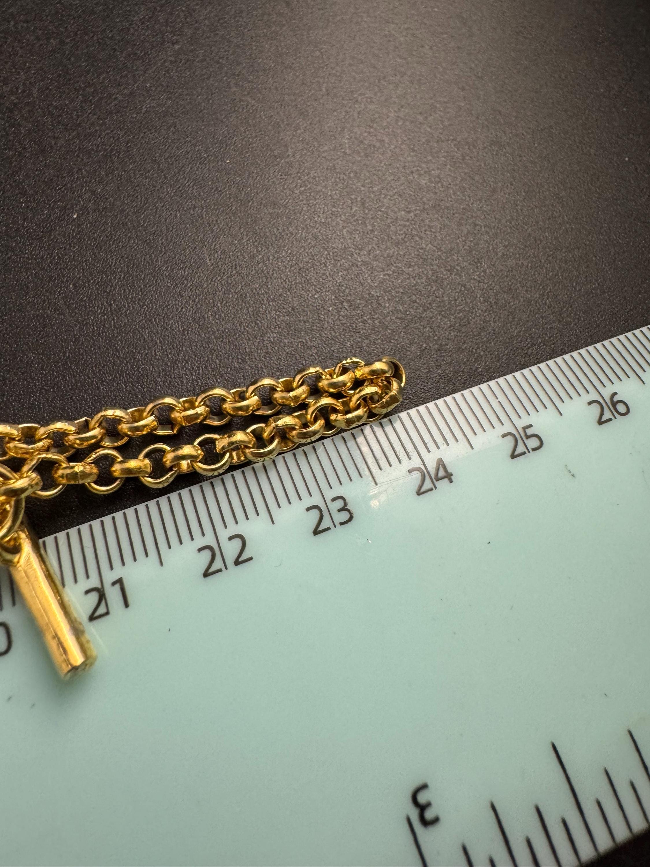 T Bar watch chain necklace, retro Victorian style gold plated chain