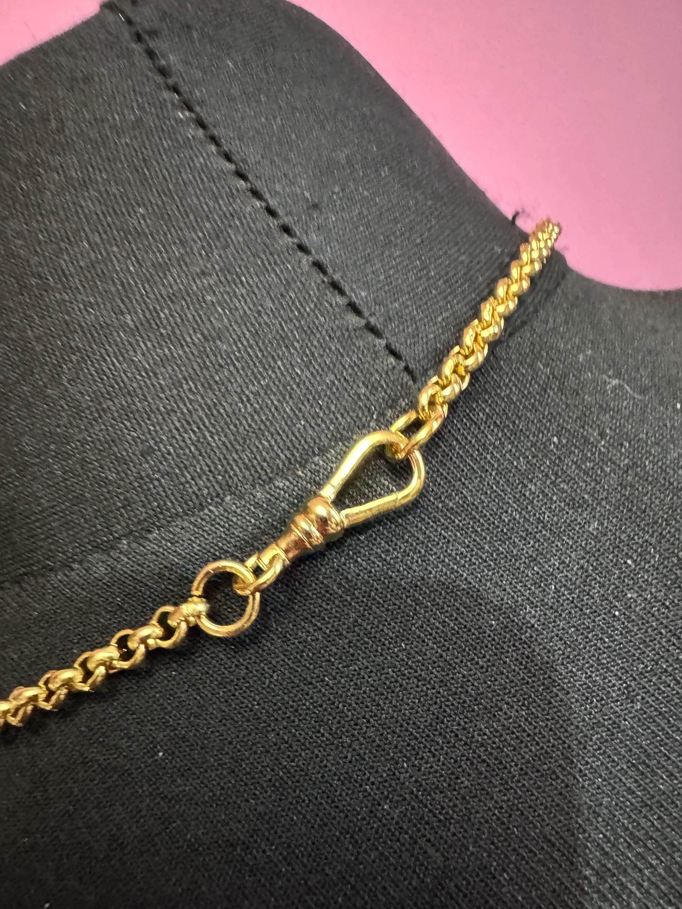 T Bar watch chain necklace, retro Victorian style gold plated chain