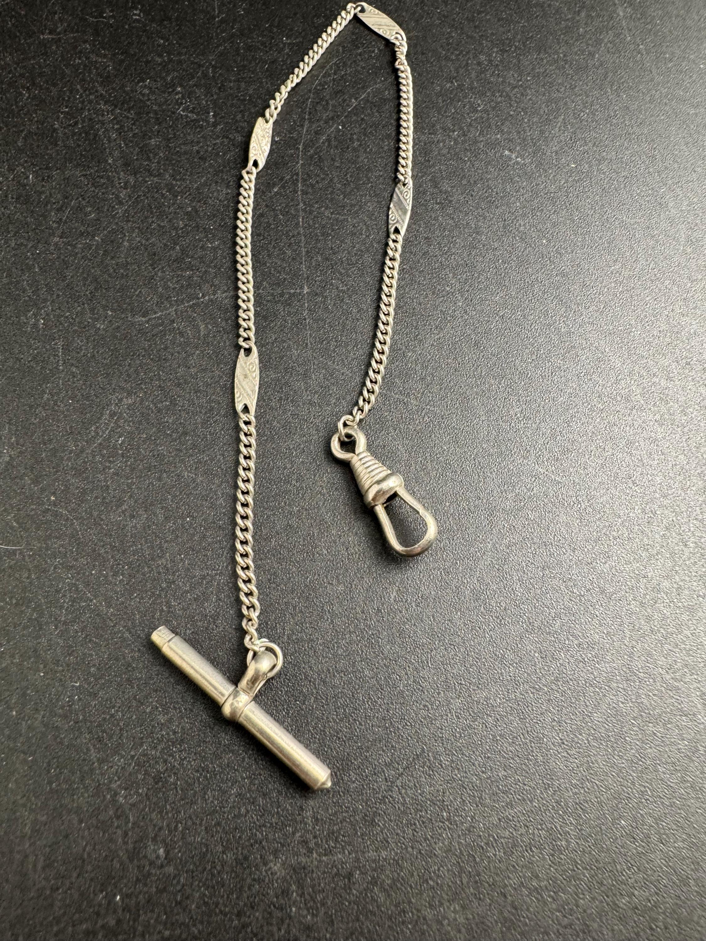 Antique Jakob Bengel Pocket Watch Chain: Silver Metal albertina art deco era