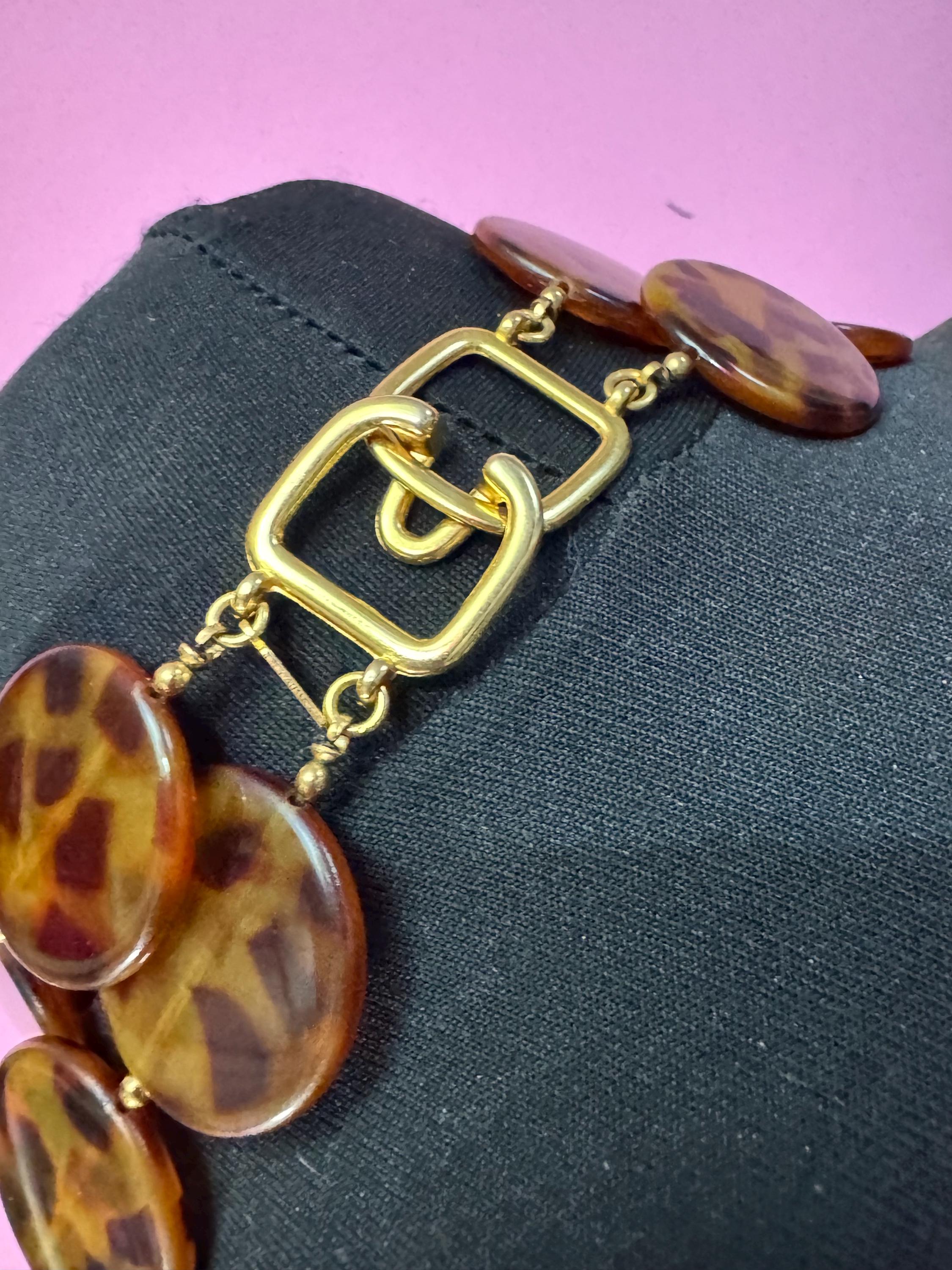 KJL tortoiseshell brown choker necklace, acrylic Kenneth jay lane jewellery