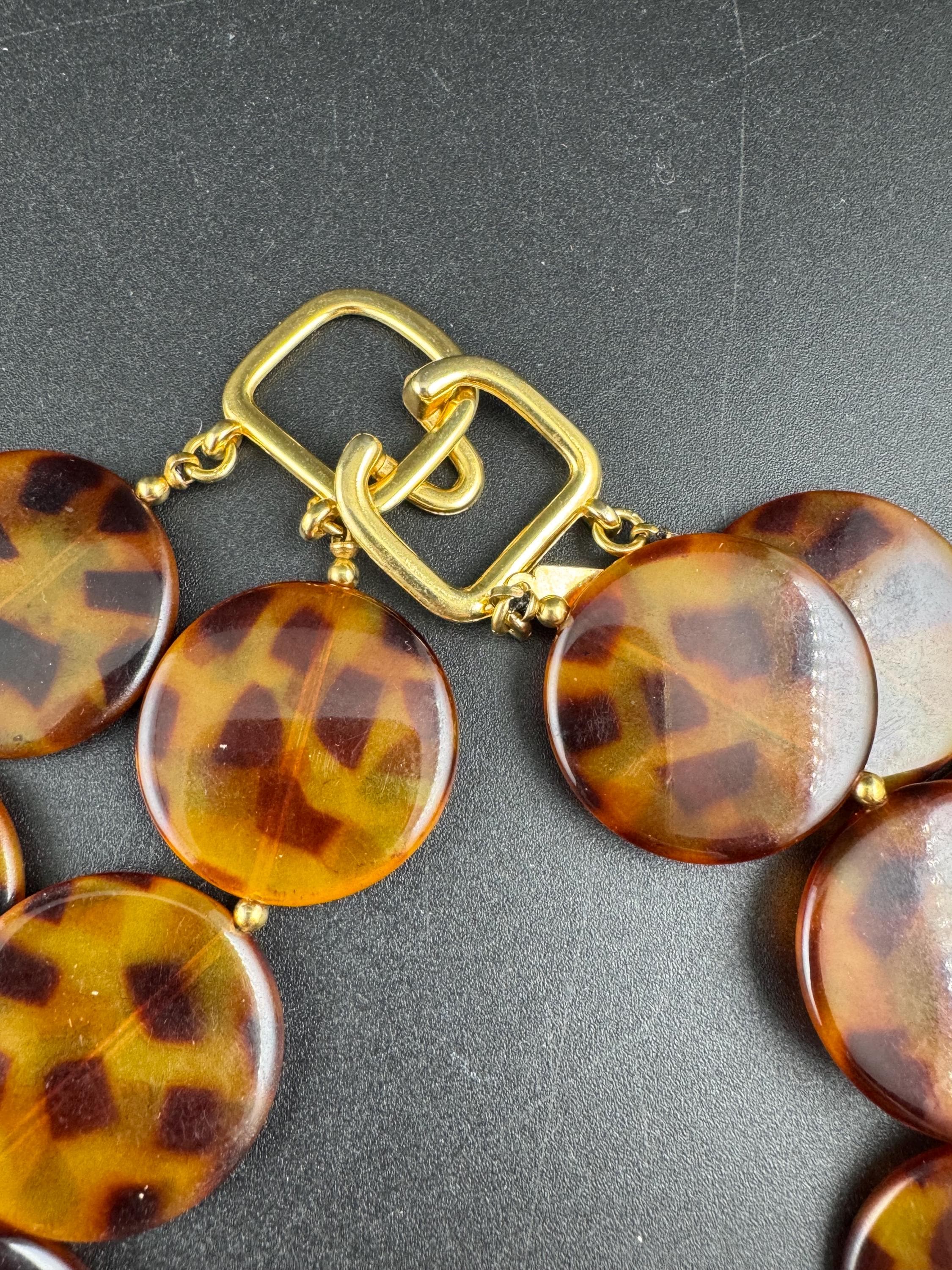 KJL tortoiseshell brown choker necklace, acrylic Kenneth jay lane jewellery