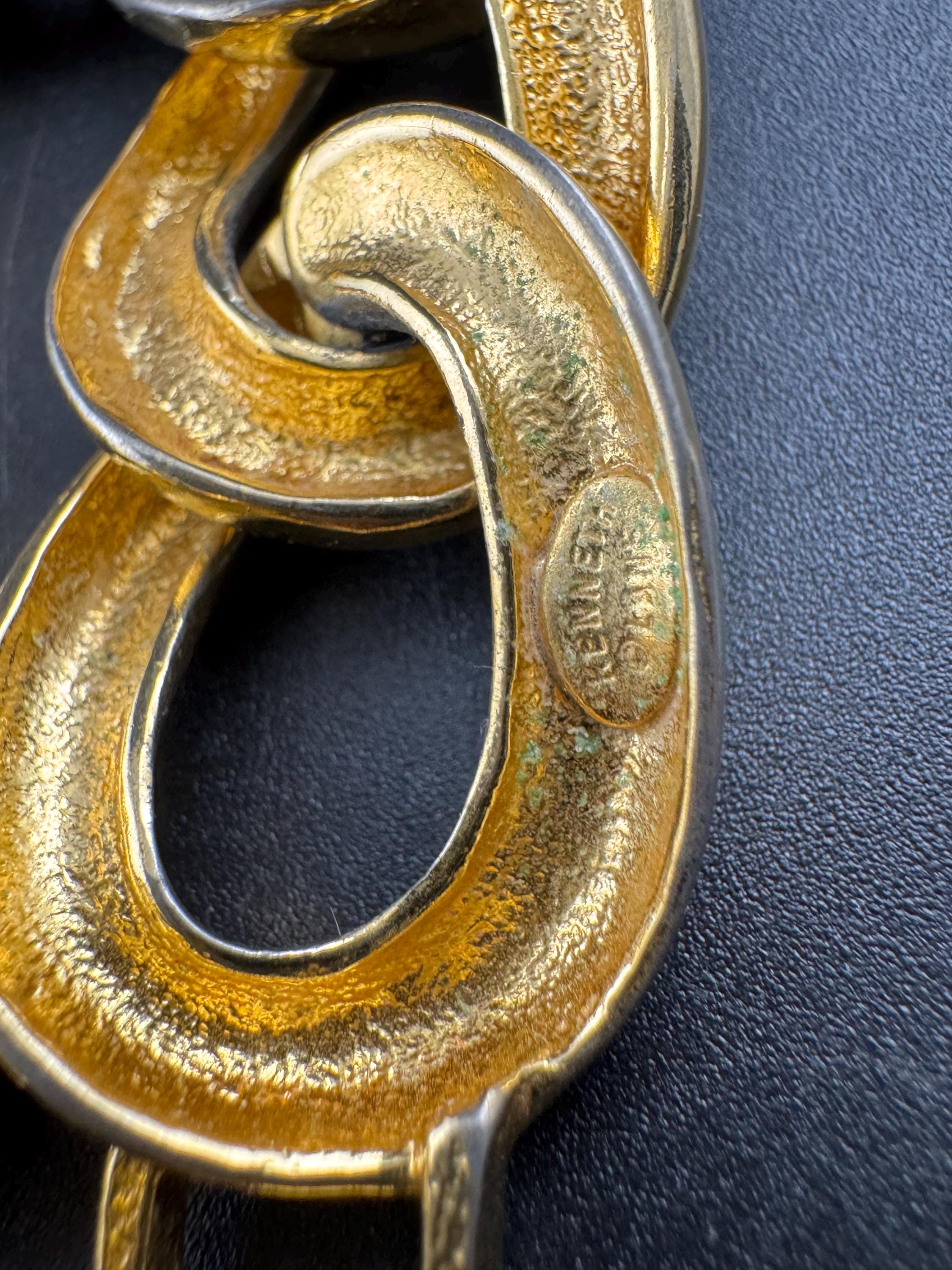 KJL chunky curb chain bracelet, wide gold tone and signed, Kenneth Jay Kane