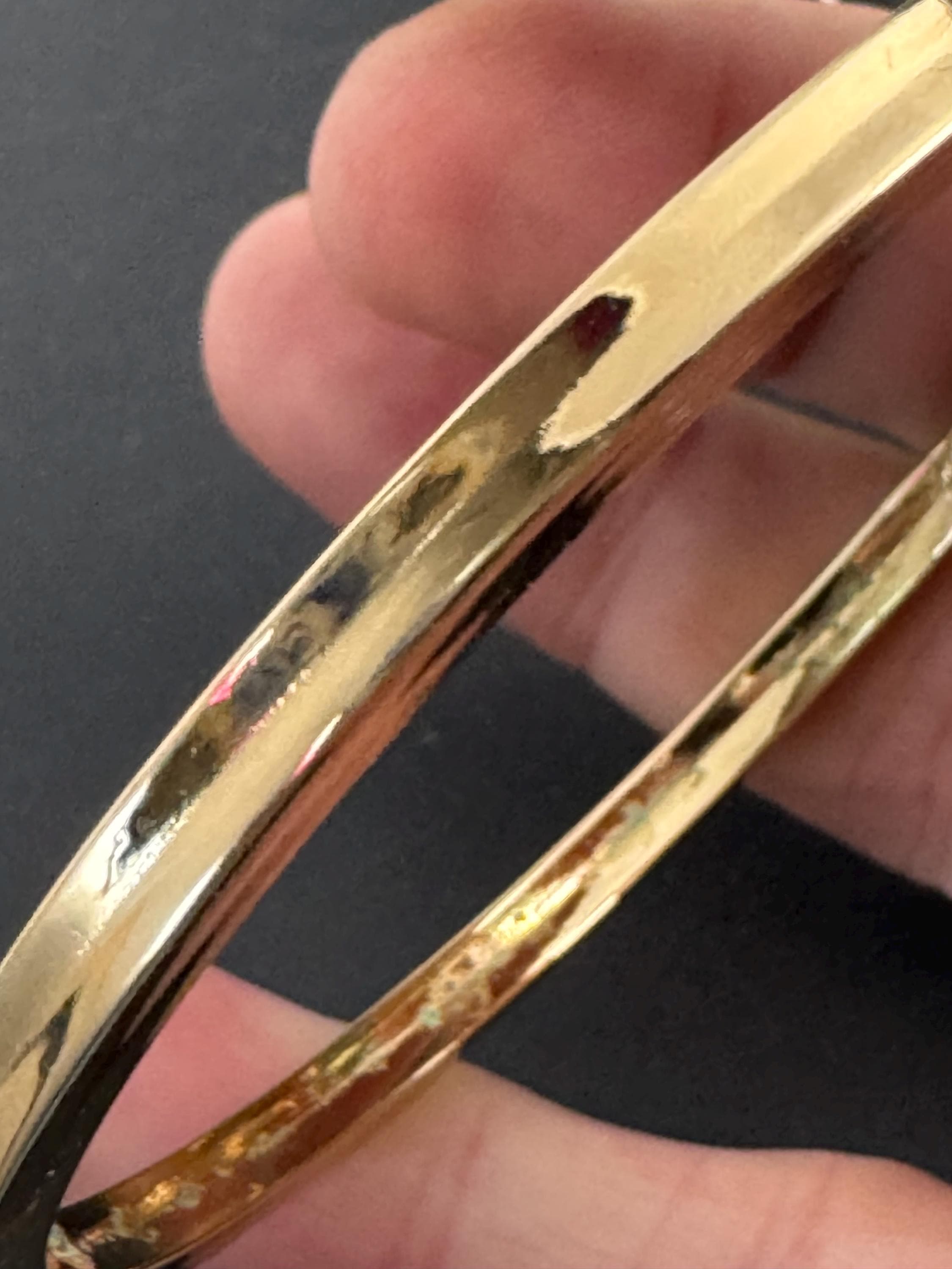 Grosse gold plated slim bangle dated 1971 , 1970s designer bracelet signed jewellery