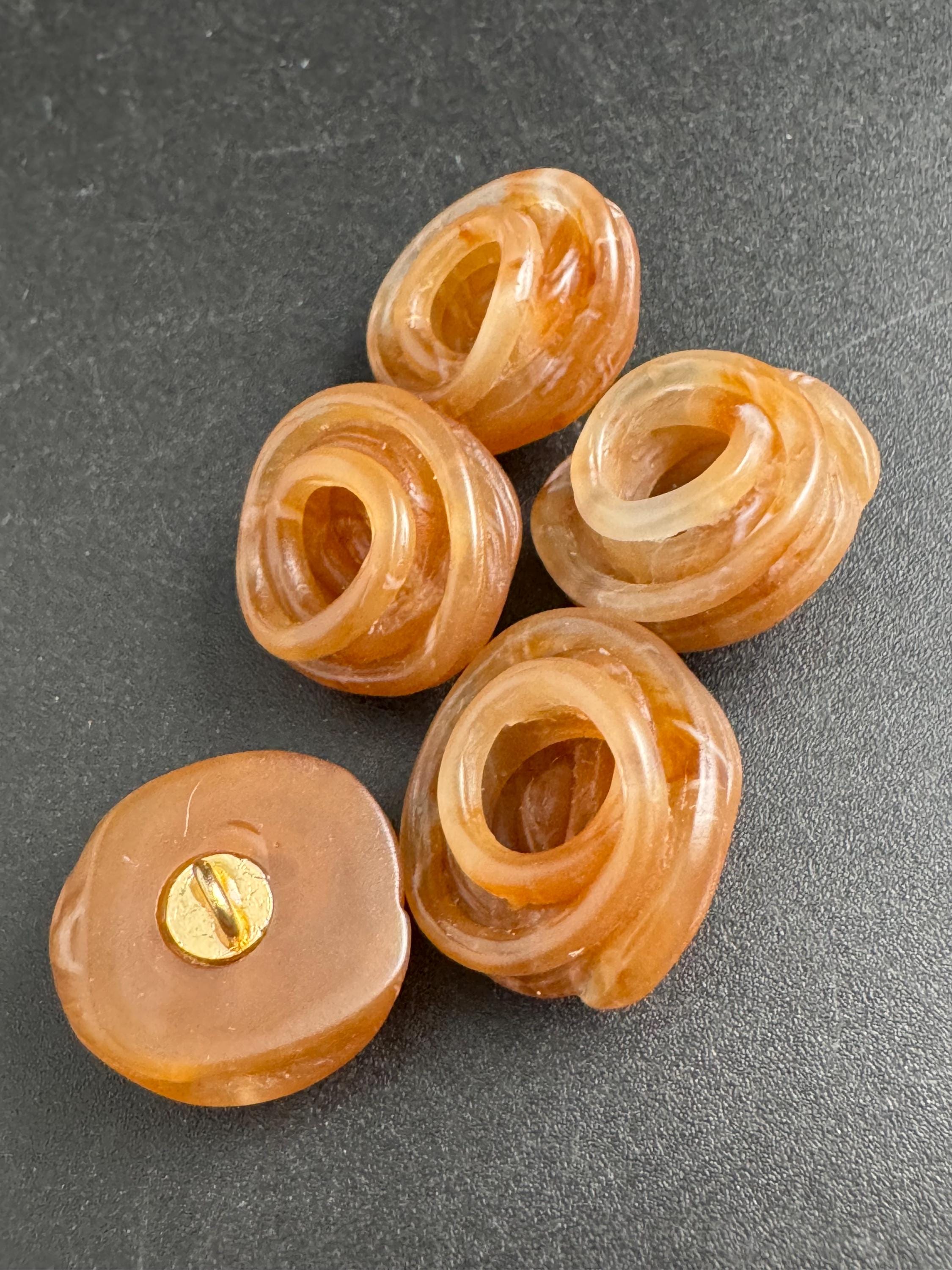 Brown floral acrylic flower buttons 5 pcs , choose 18mm or 23mm