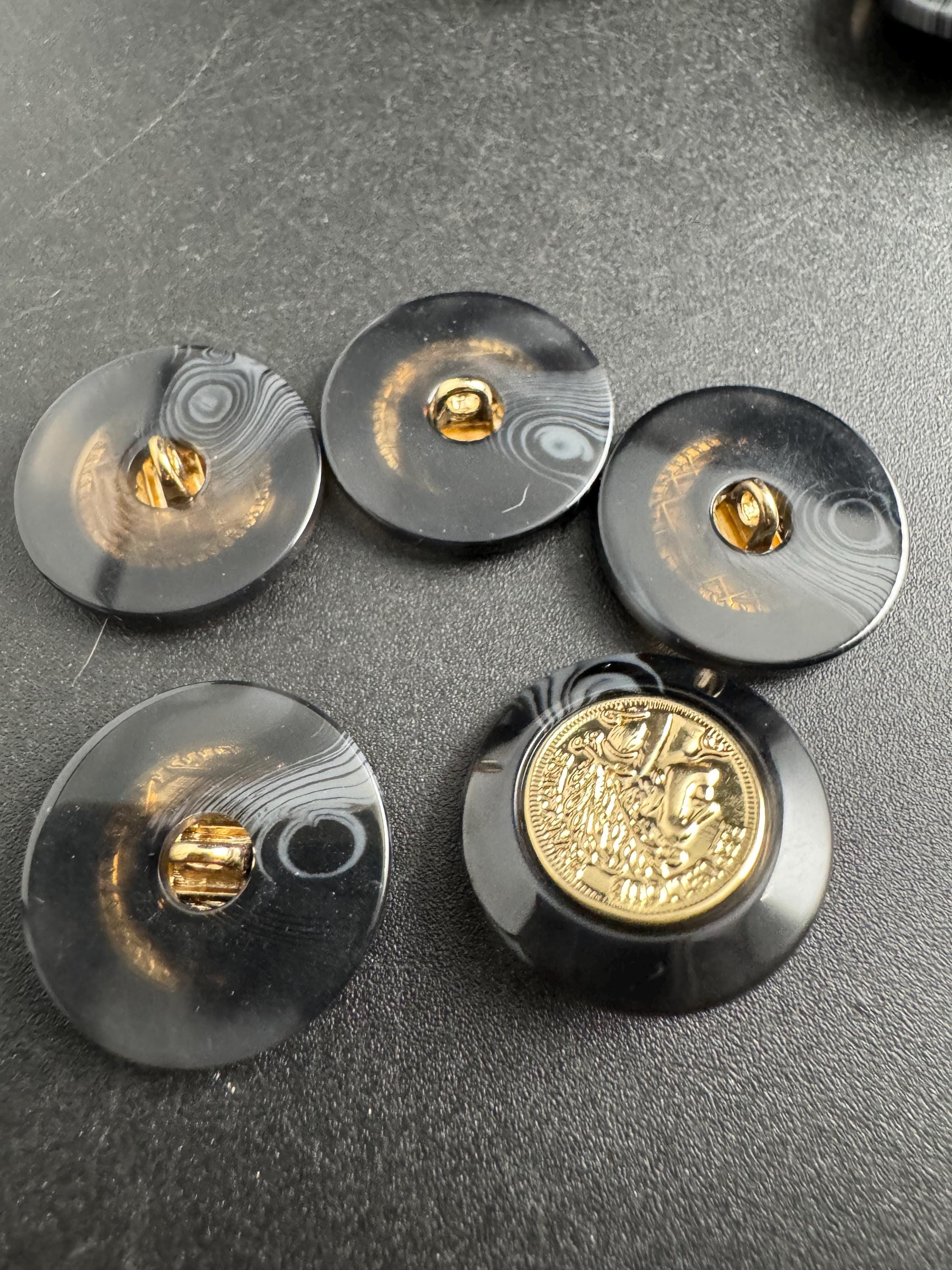 Gold Coin Tortoiseshell Acrylic Buttons, Sizes 21-34mm