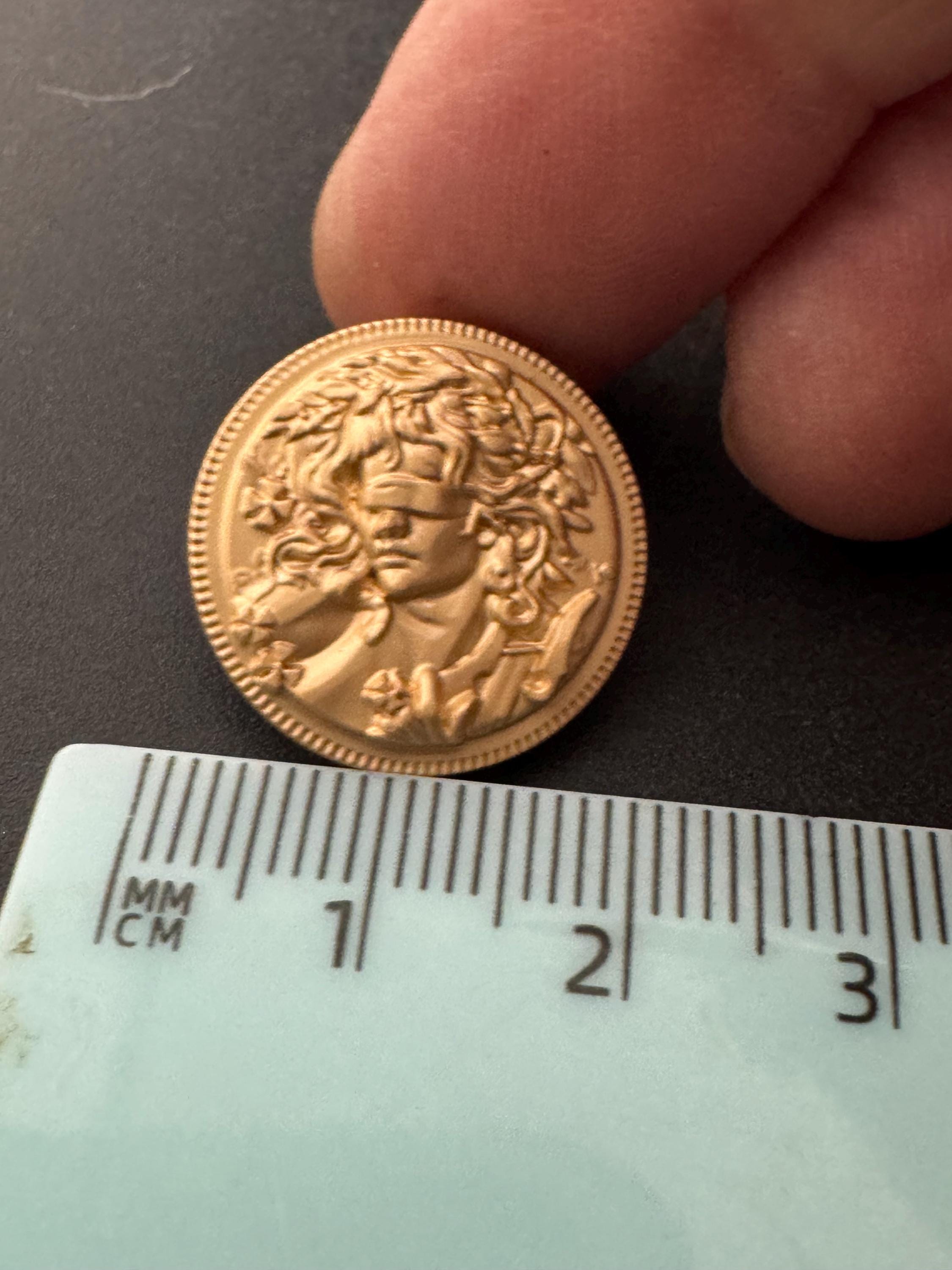Light gold coin buttons , size 25mm or 20mm metal
