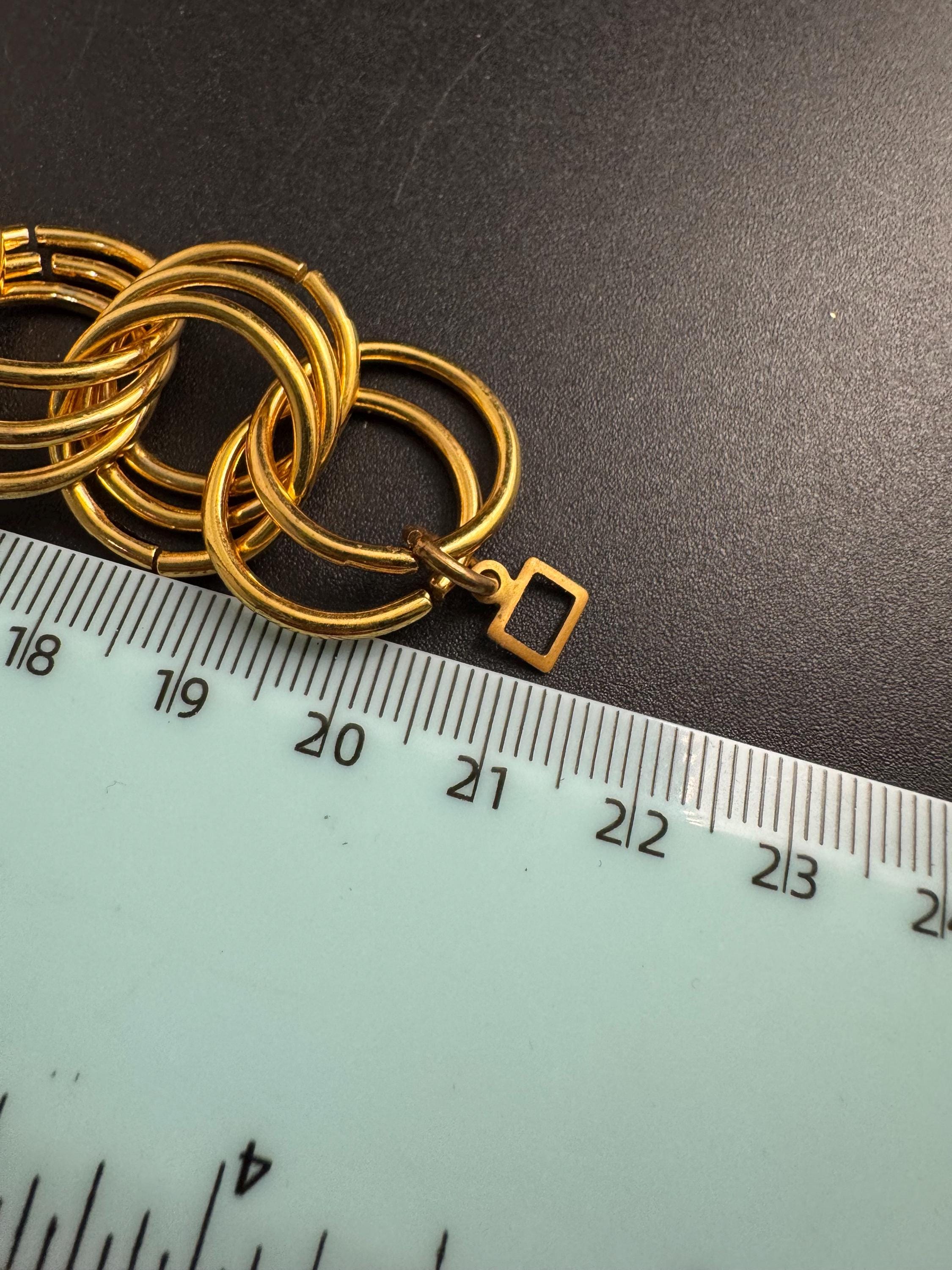 Wide gold curb chain link bracelet , vintage unused 80s