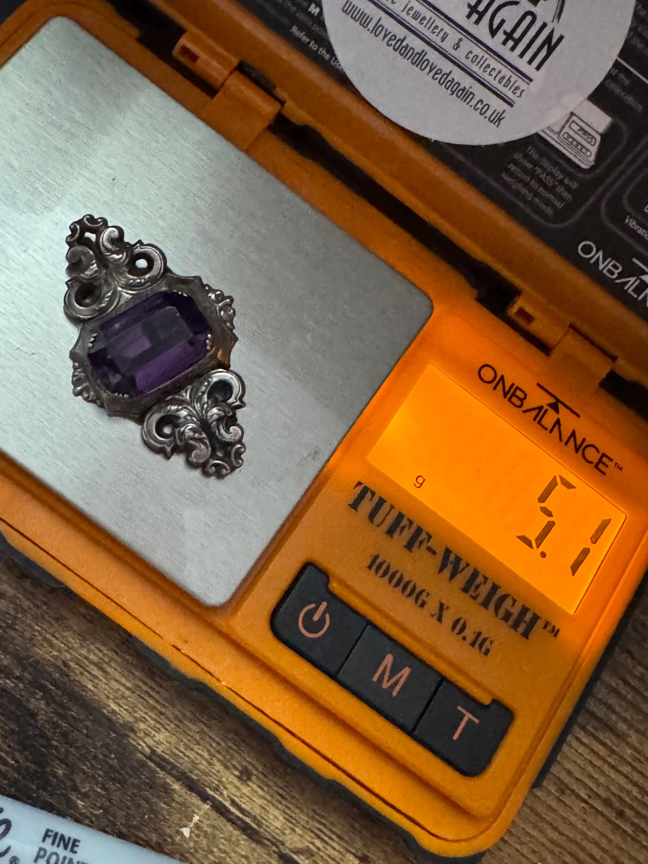 Victorian amethyst purple 925 brooch, antique sterling silver