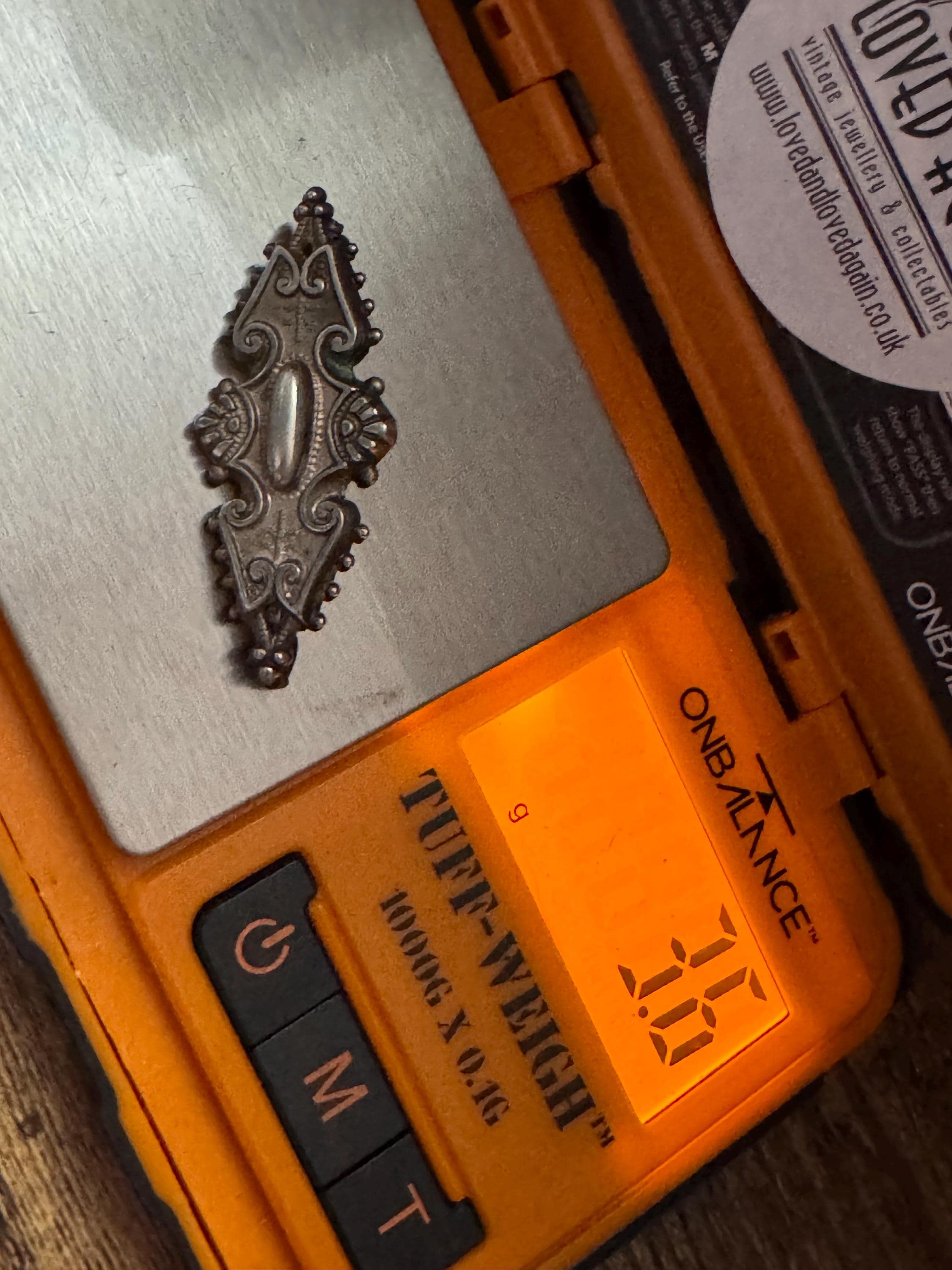 Victorian Etched silver Brooch: Antique sterling silver Pin