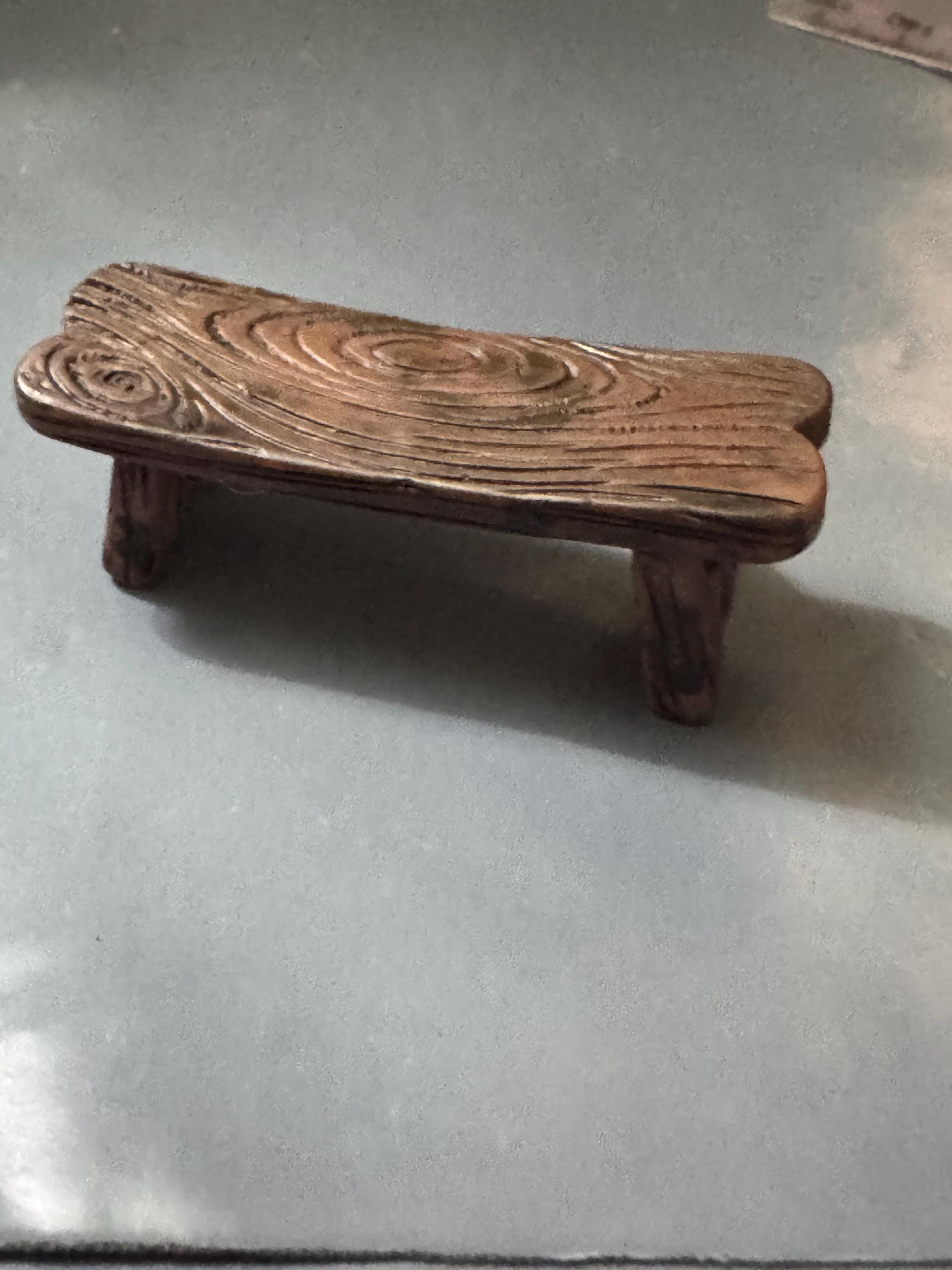 Miniature wooden bench, brown acrylic medium or small cake topper dollhouse scenery