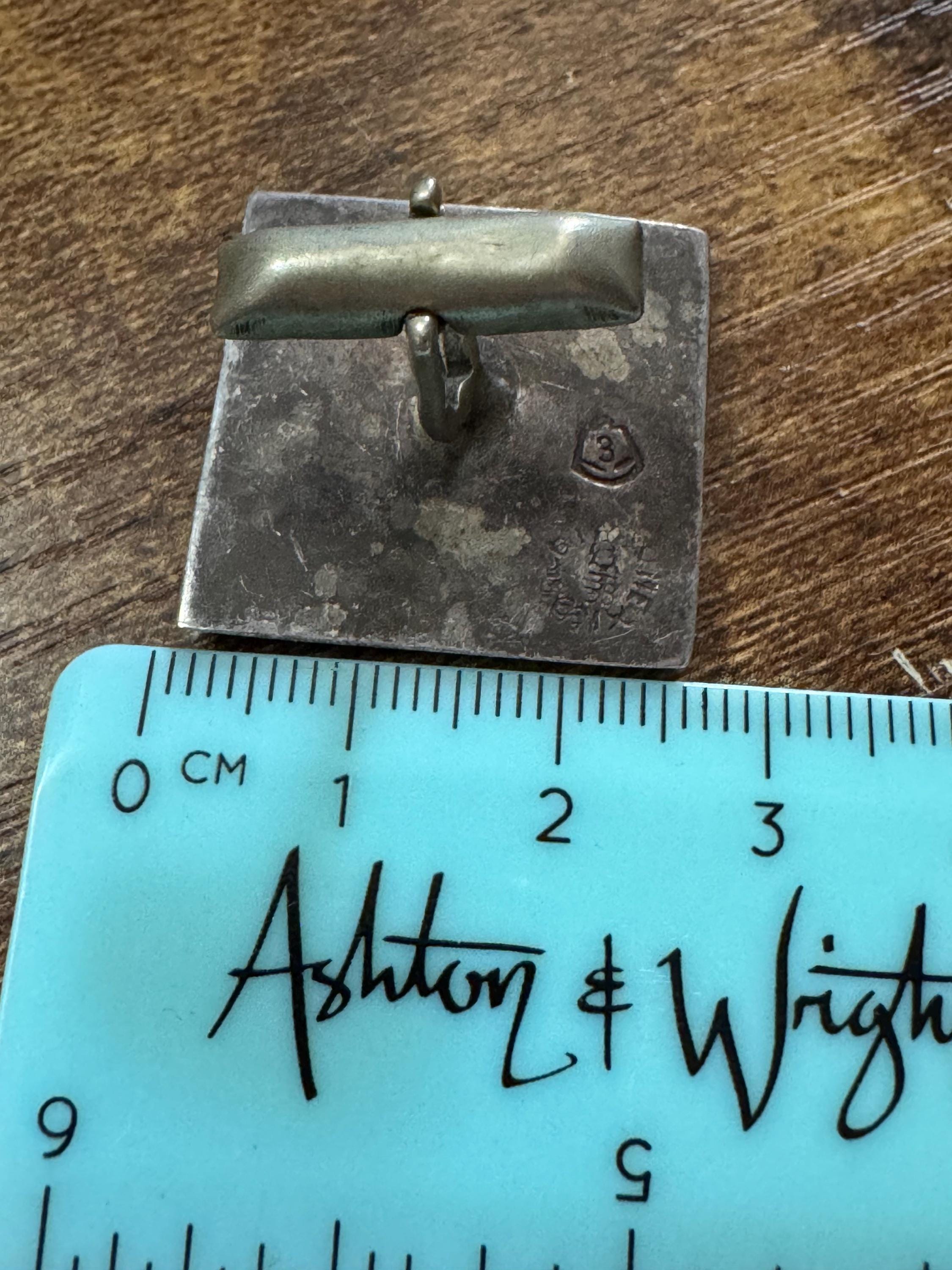 TAXCO mexican silver Aztec cufflinks , solid silver 27 grams 1970s