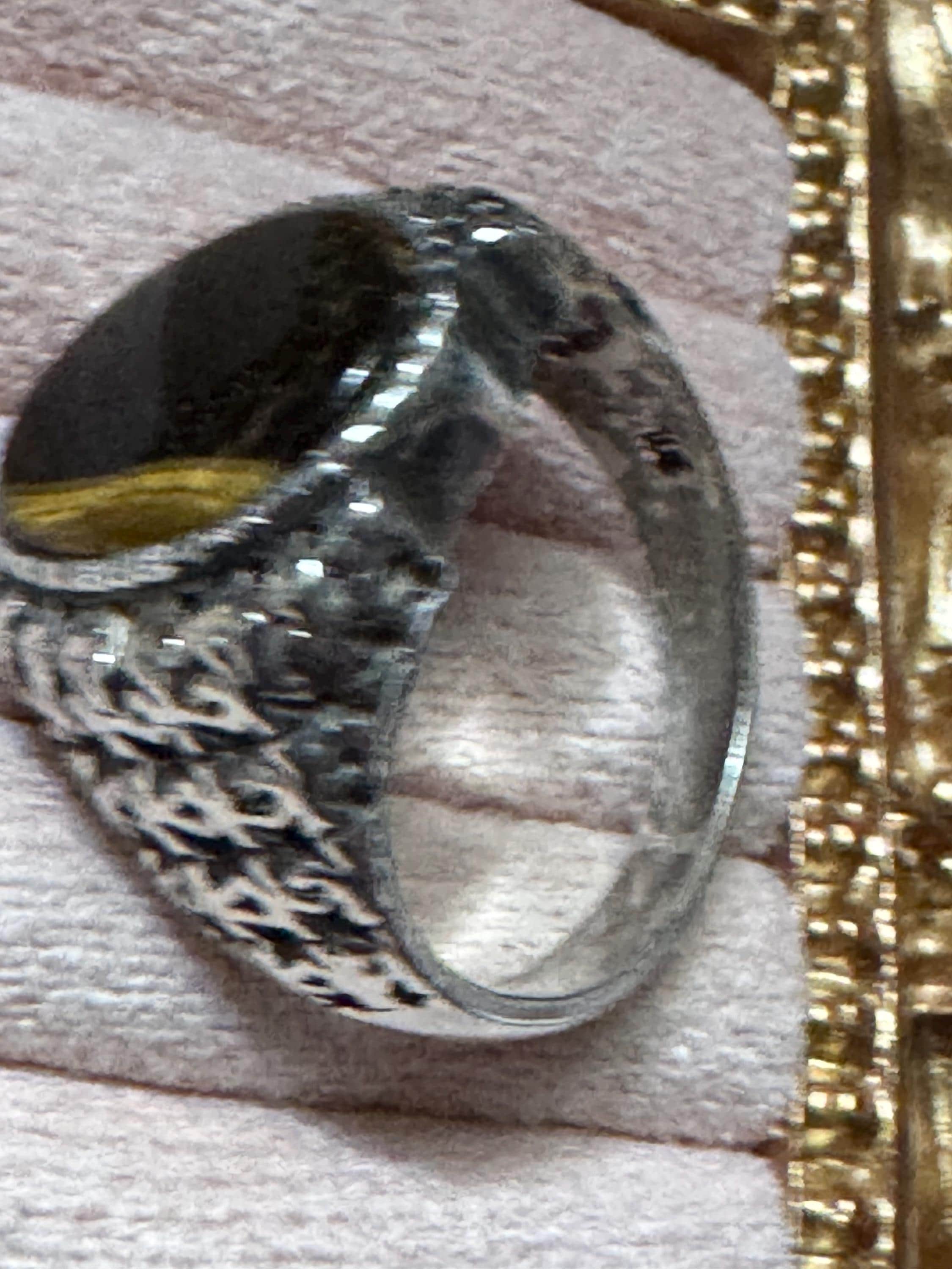 Size S tigers eye gemstone ring, 925 sterling silver brutalist 1970s