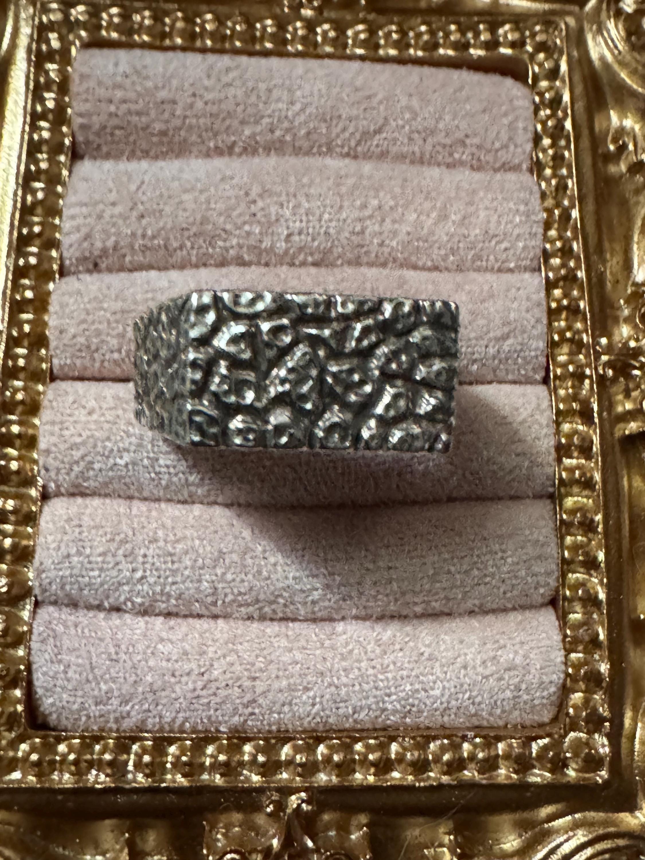 Mens brutalist 925 ring, size T.5 sterling silver 1970s