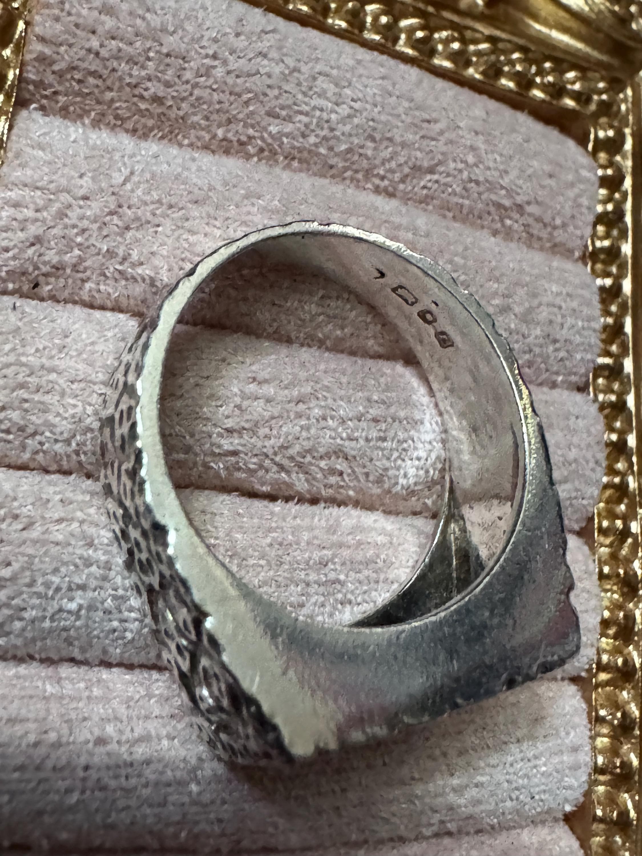 Mens brutalist 925 ring, size T.5 sterling silver 1970s