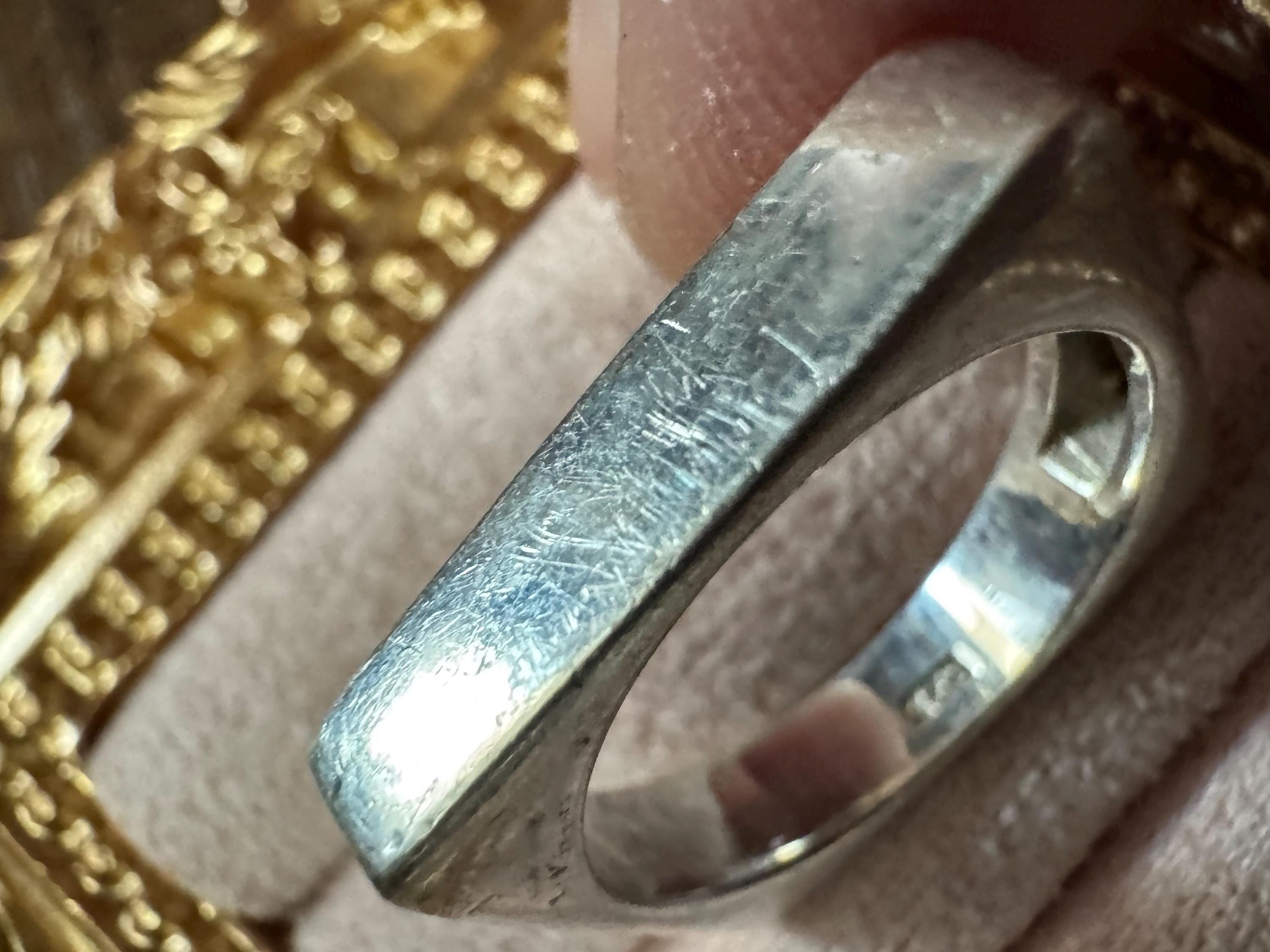 Size P 925 slim square band ring, Sterling Silver openwork