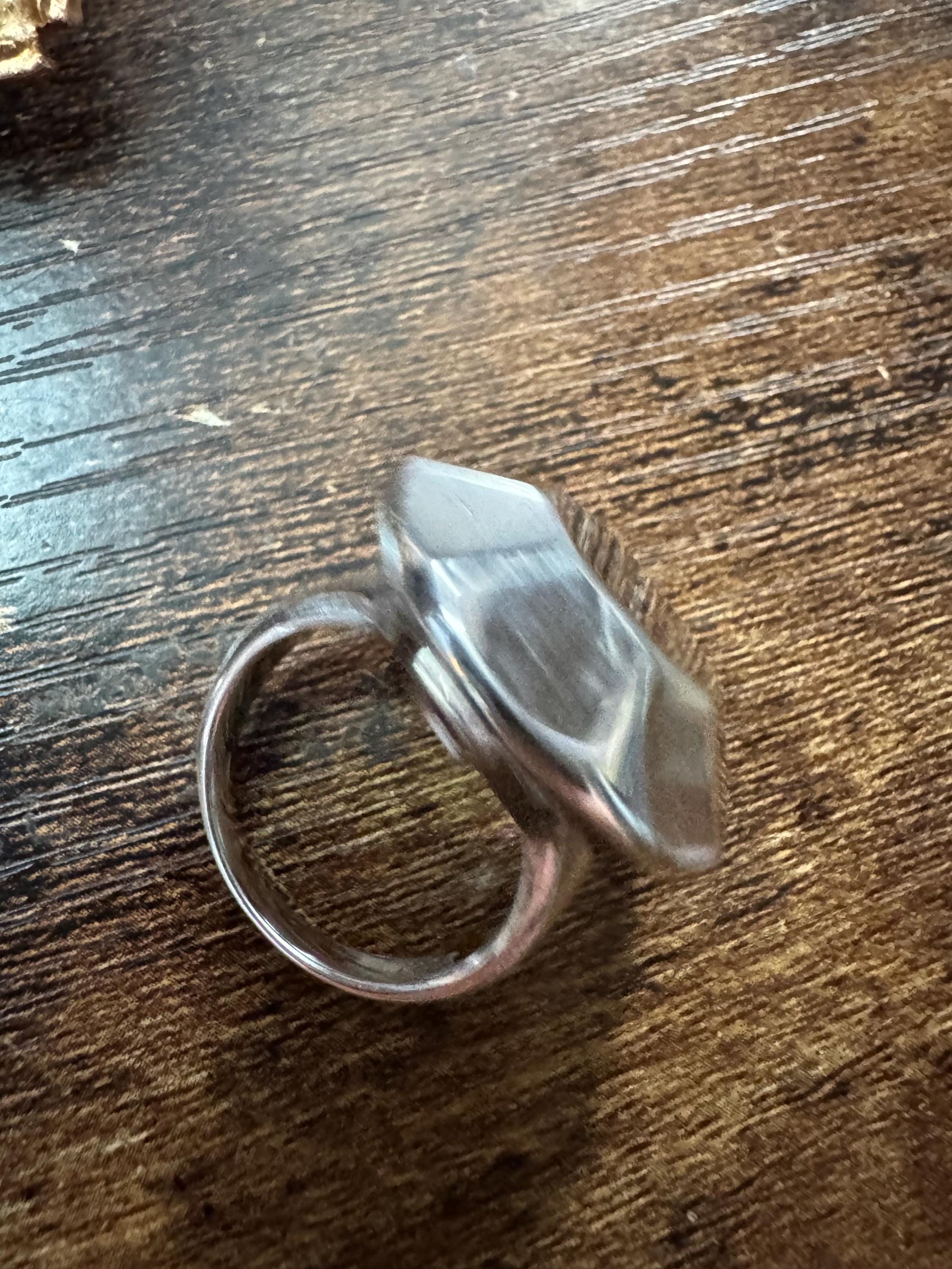 Size P.5 925 octagon big silver ring, Sterling modernist