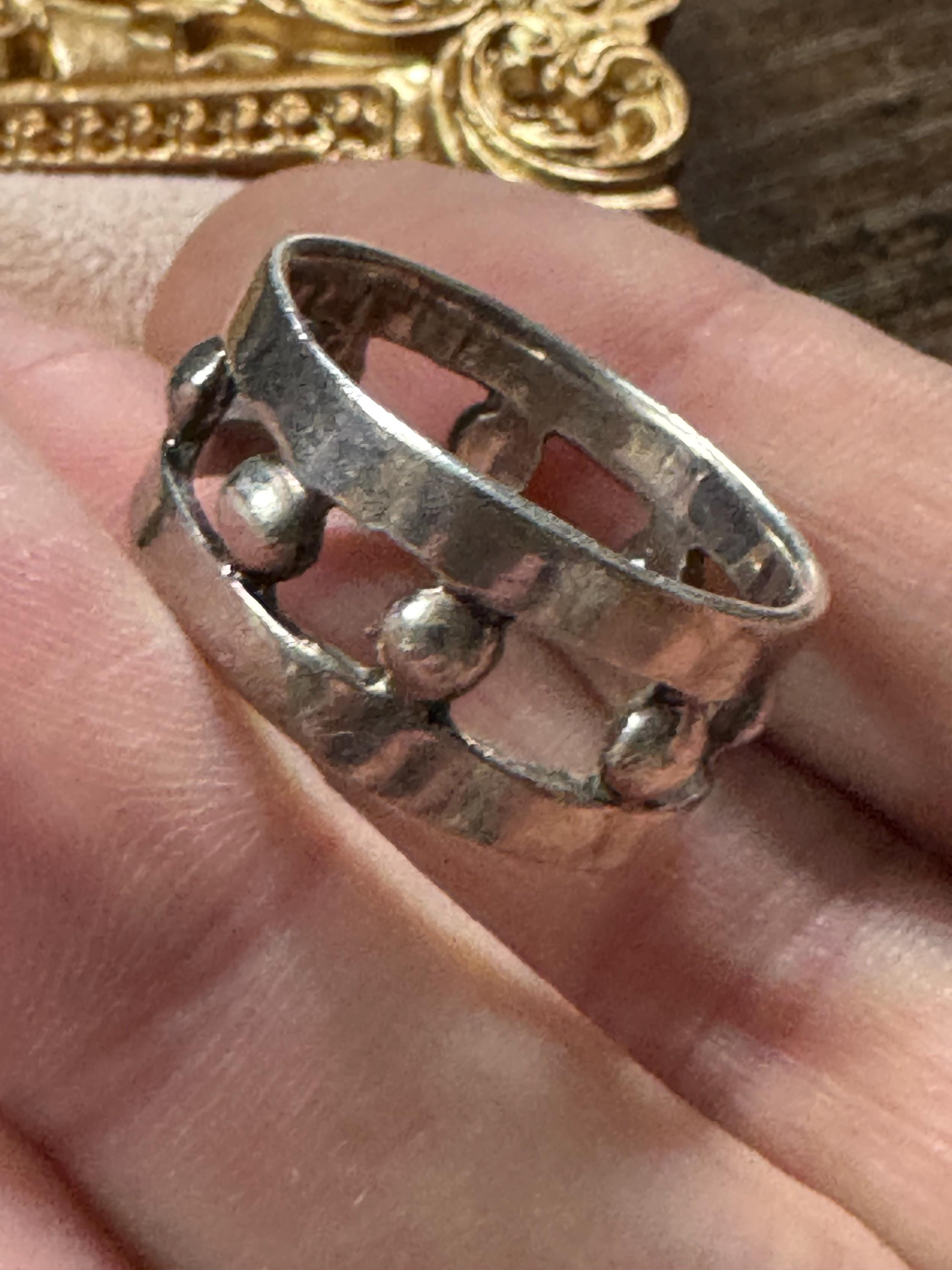 Mens 925 band ring, size U sterling silver modernist openwork