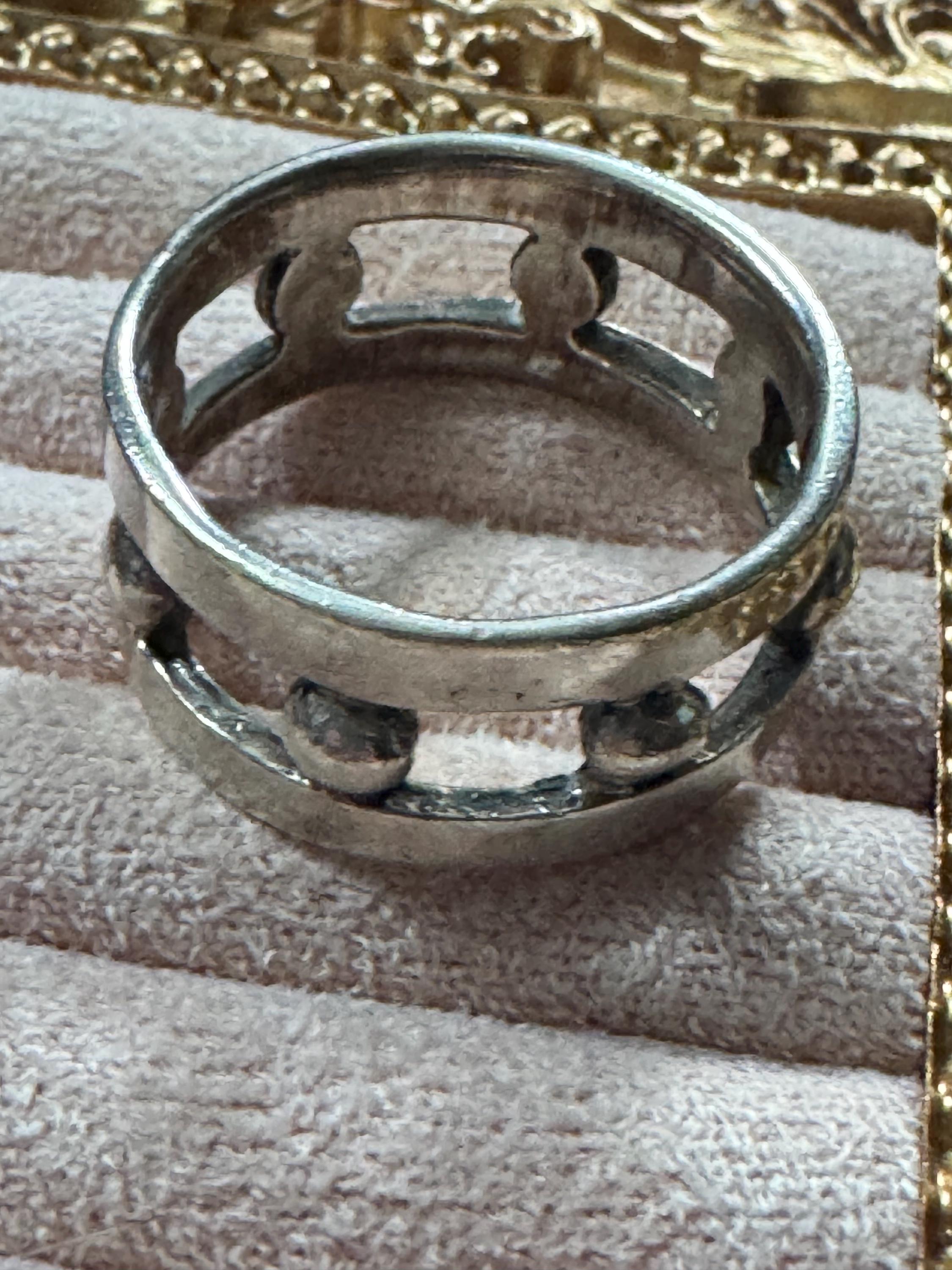 Mens 925 band ring, size U sterling silver modernist openwork