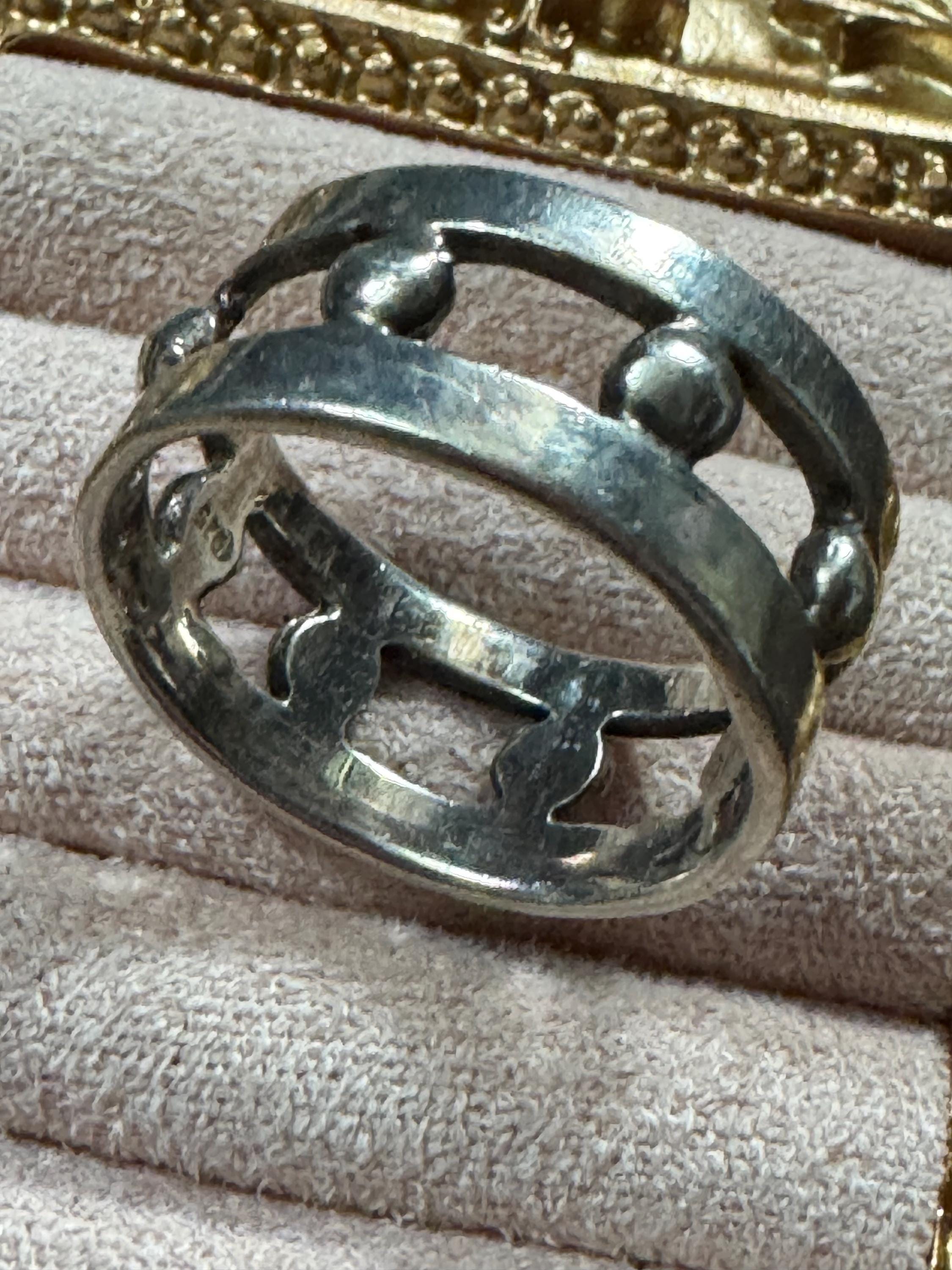 Mens 925 band ring, size U sterling silver modernist openwork