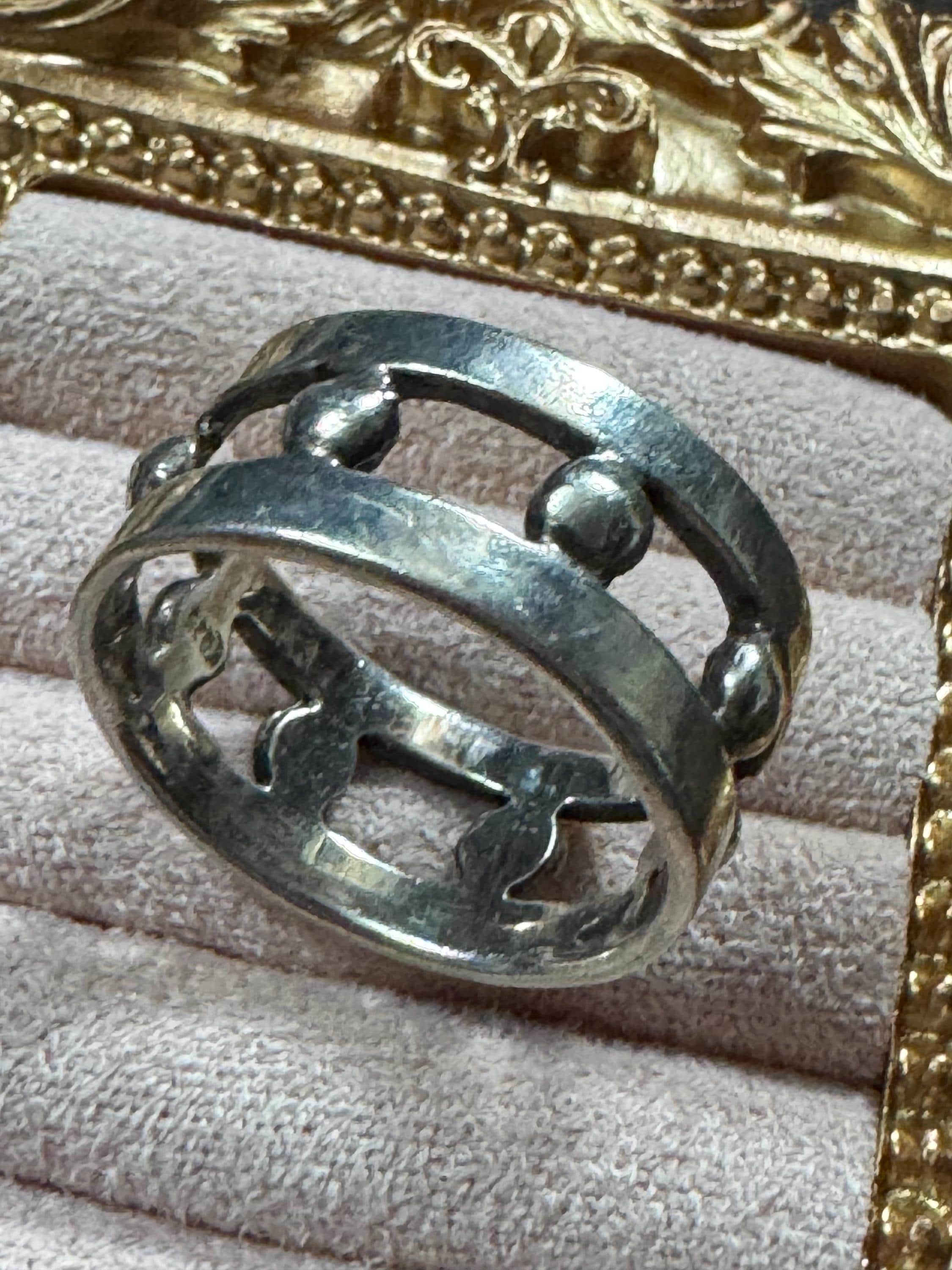 Mens 925 band ring, size U sterling silver modernist openwork