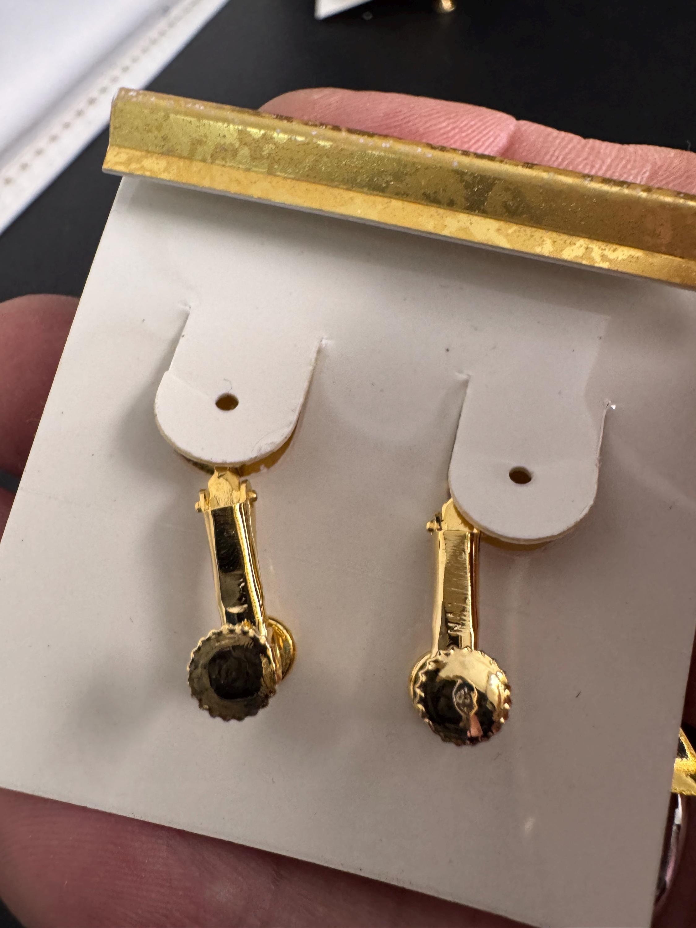 NAPIER triangular clip on earrings, vintage signed 80s geometric gold plated