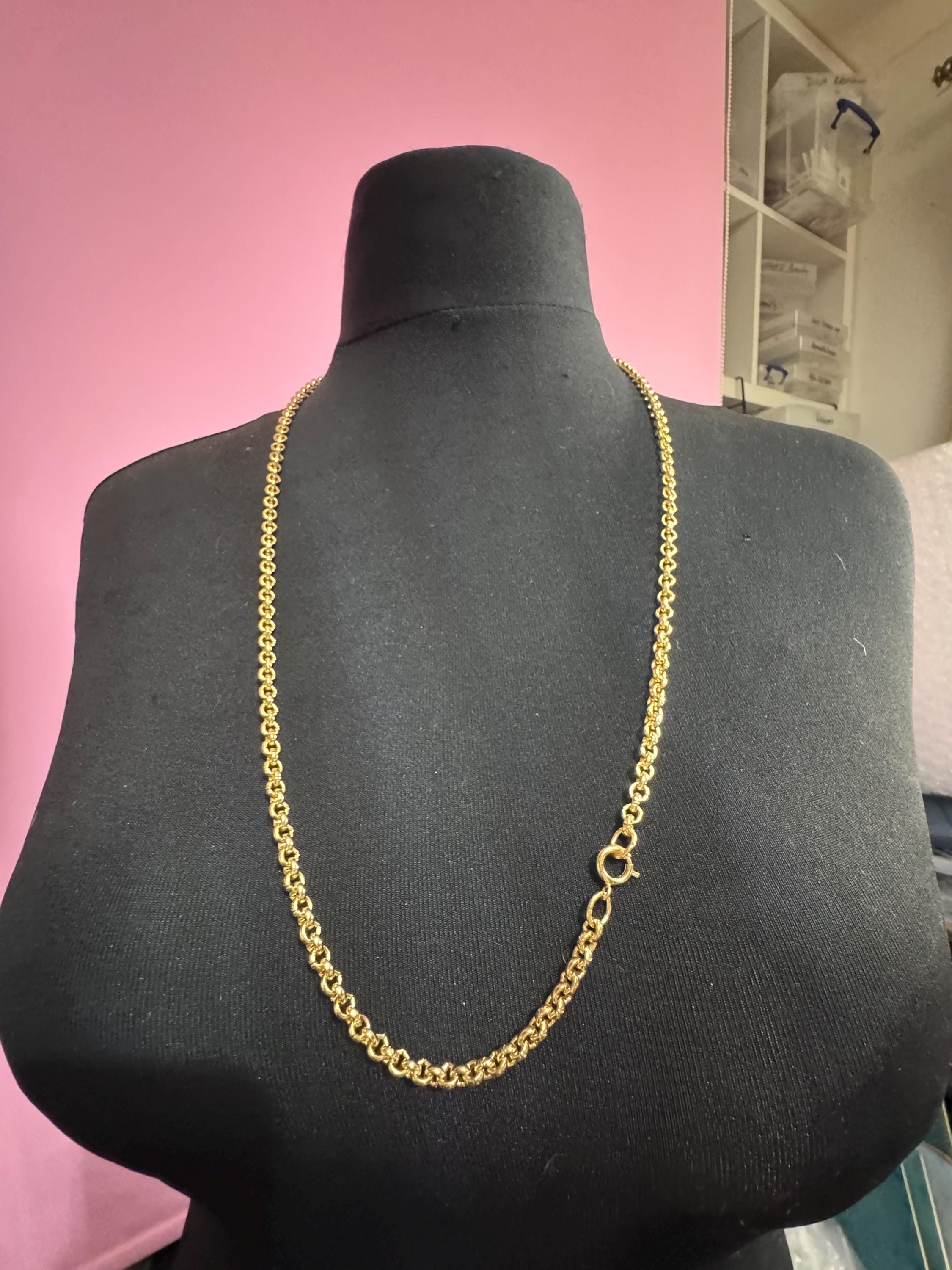 Long rolo gold belcher Chain, 23.5 inch 78cm vintage necklace