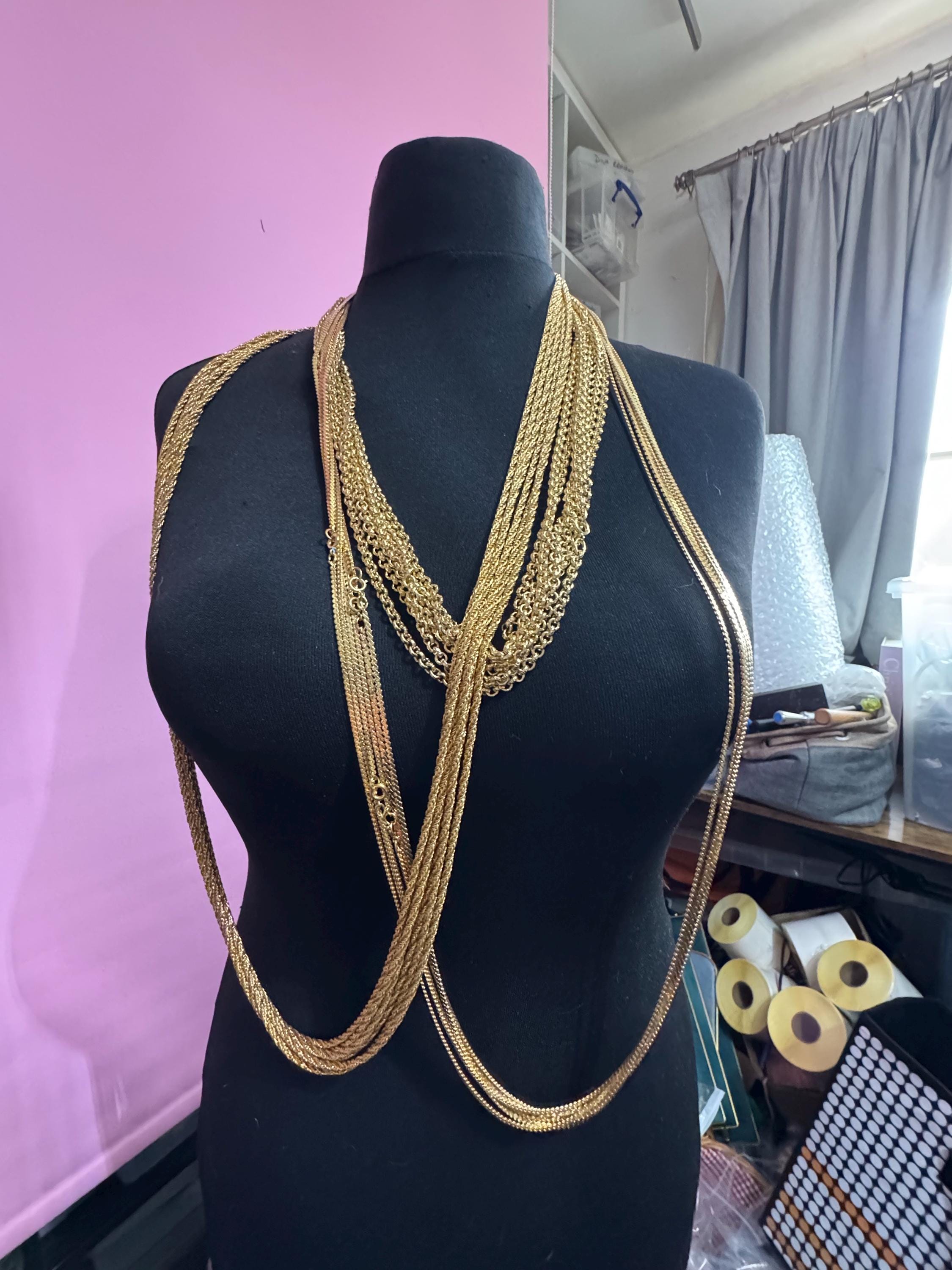 Long rolo gold belcher Chain, 23.5 inch 78cm vintage necklace