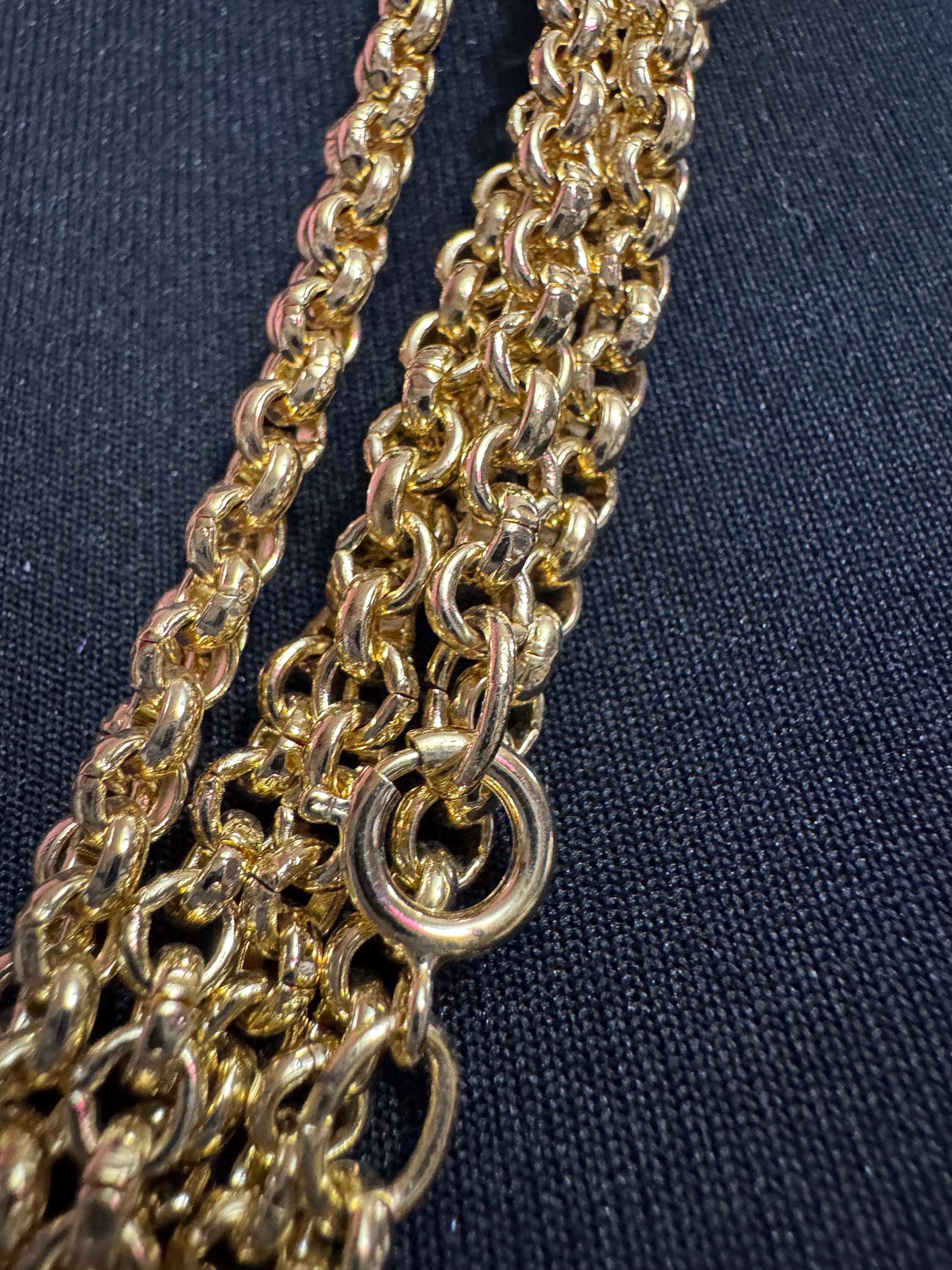 Long rolo gold belcher Chain, 23.5 inch 78cm vintage necklace