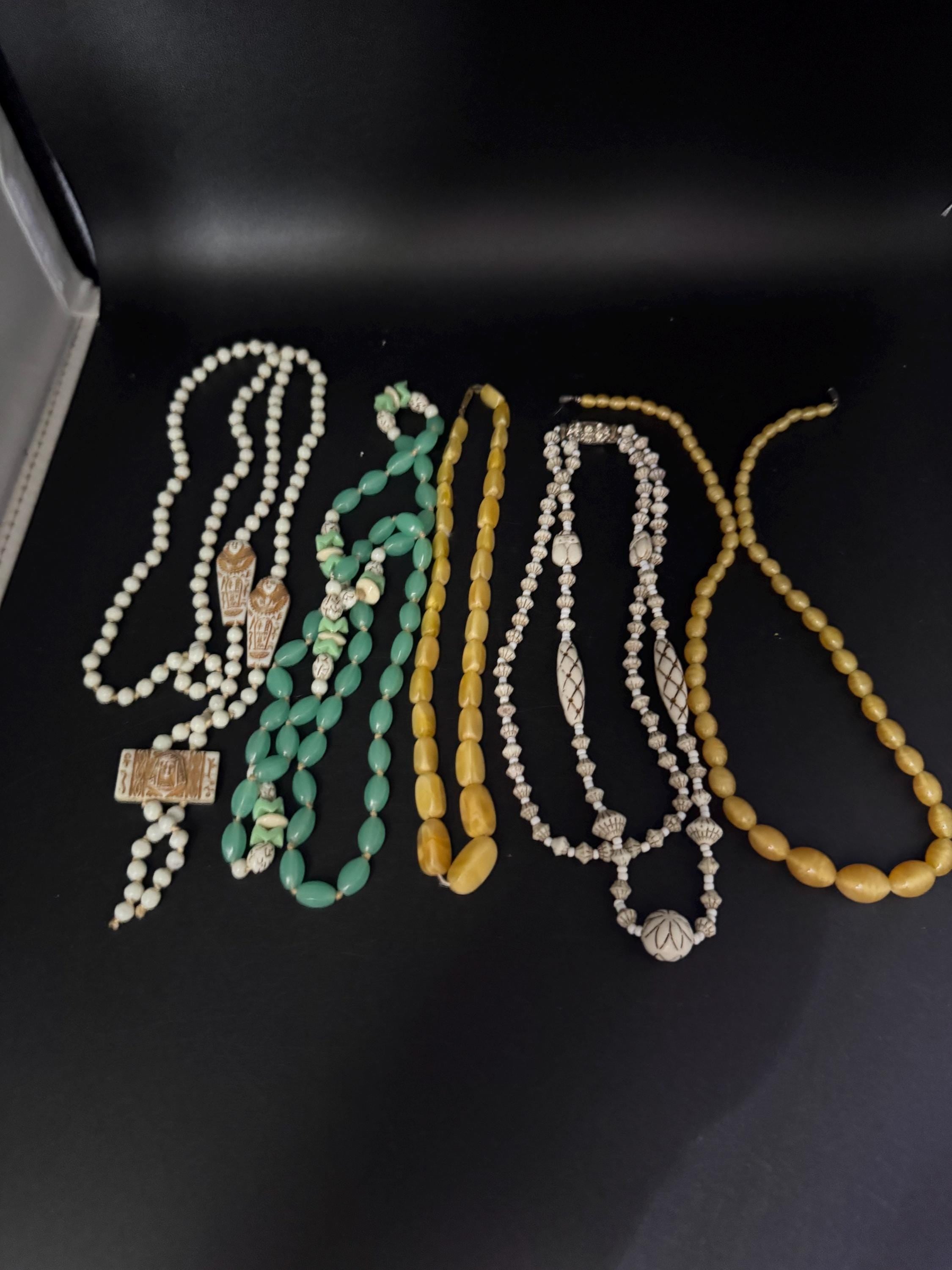 neiger UV Multistrand necklace, cream beads 41cm uranium glass