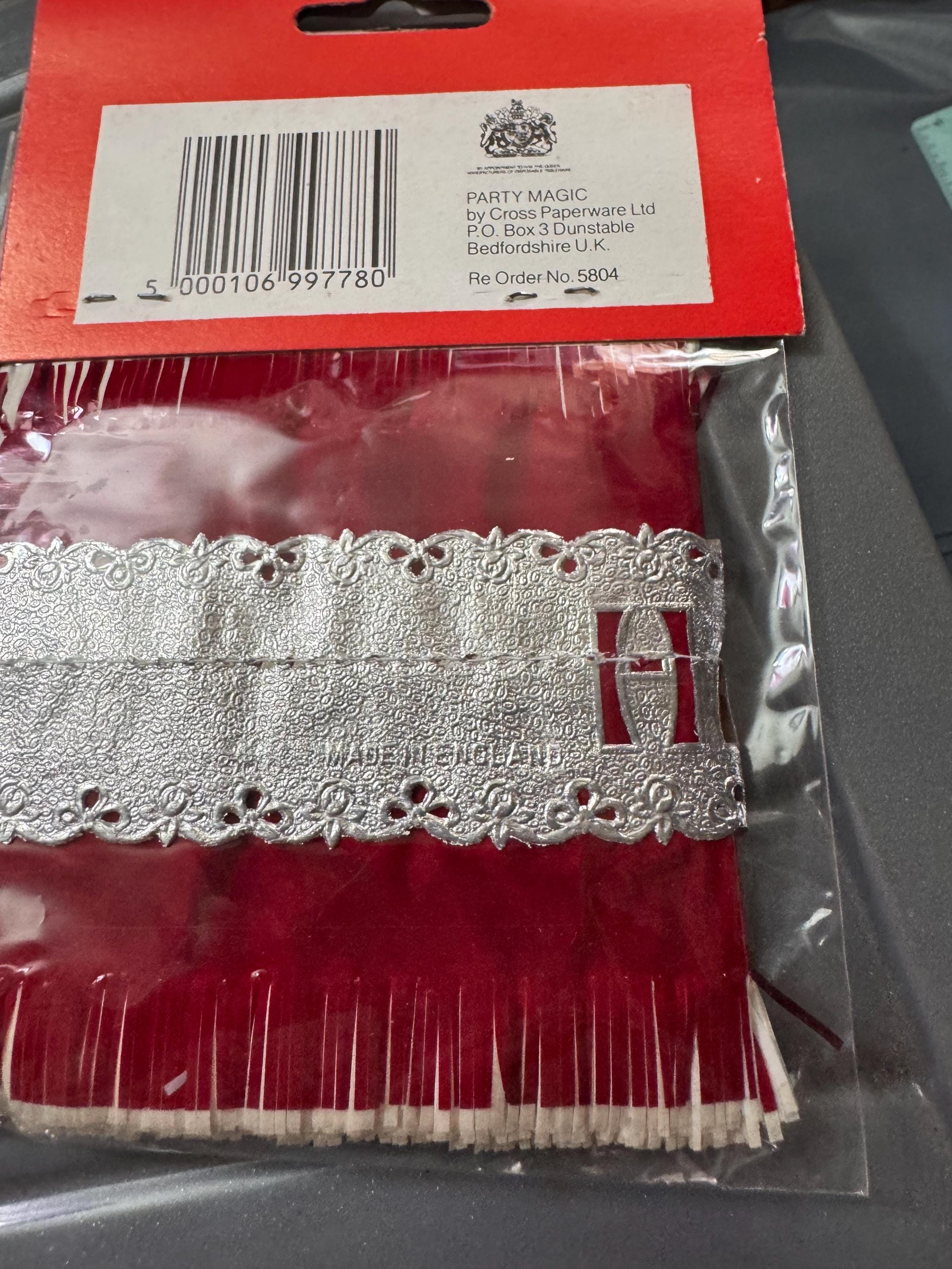 Vintage Red Silver Cake Frill and Happy Birthday Topper Set