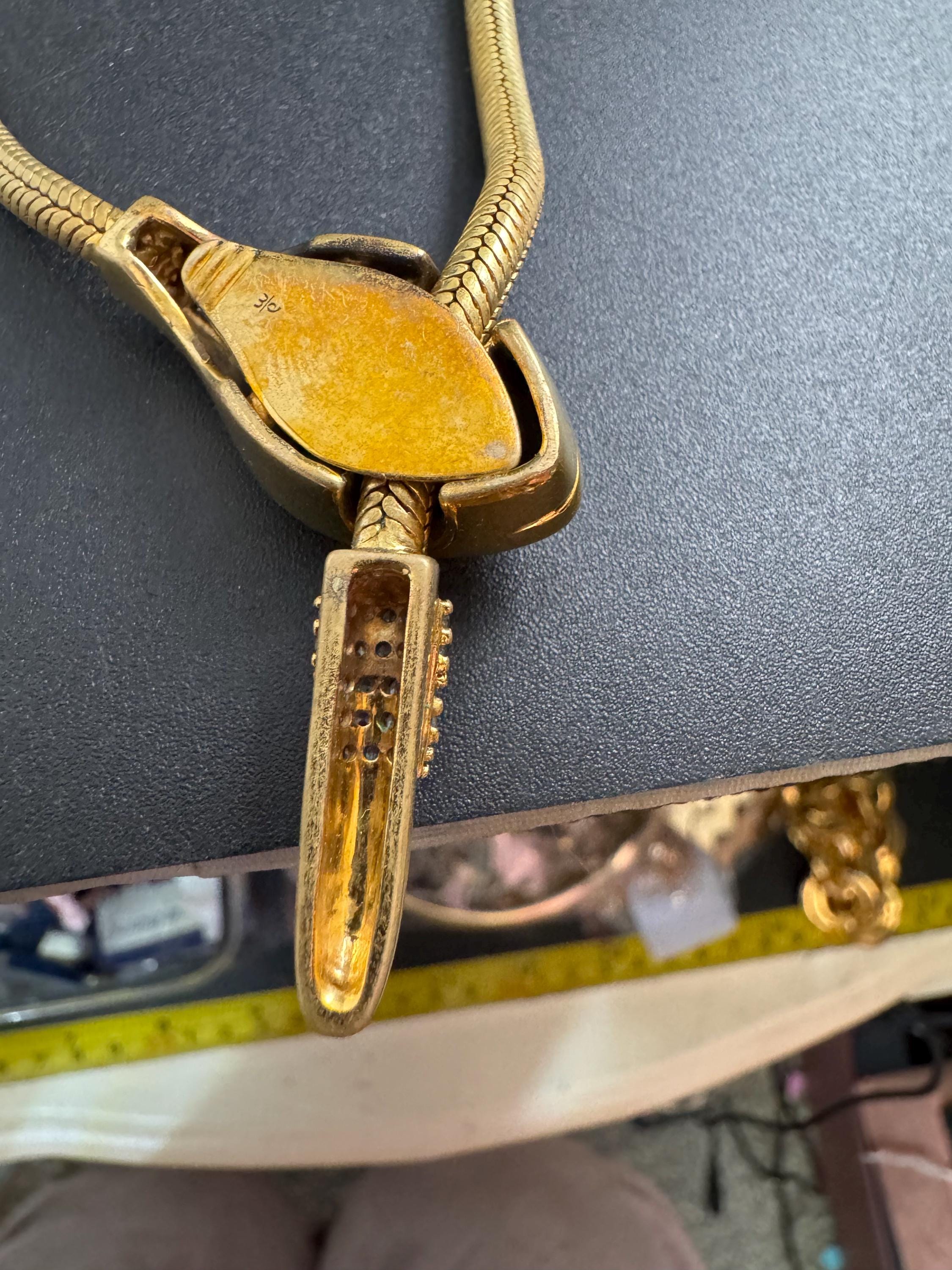 Vintage snake head chain choker, gold tone necklace by Danbury mint