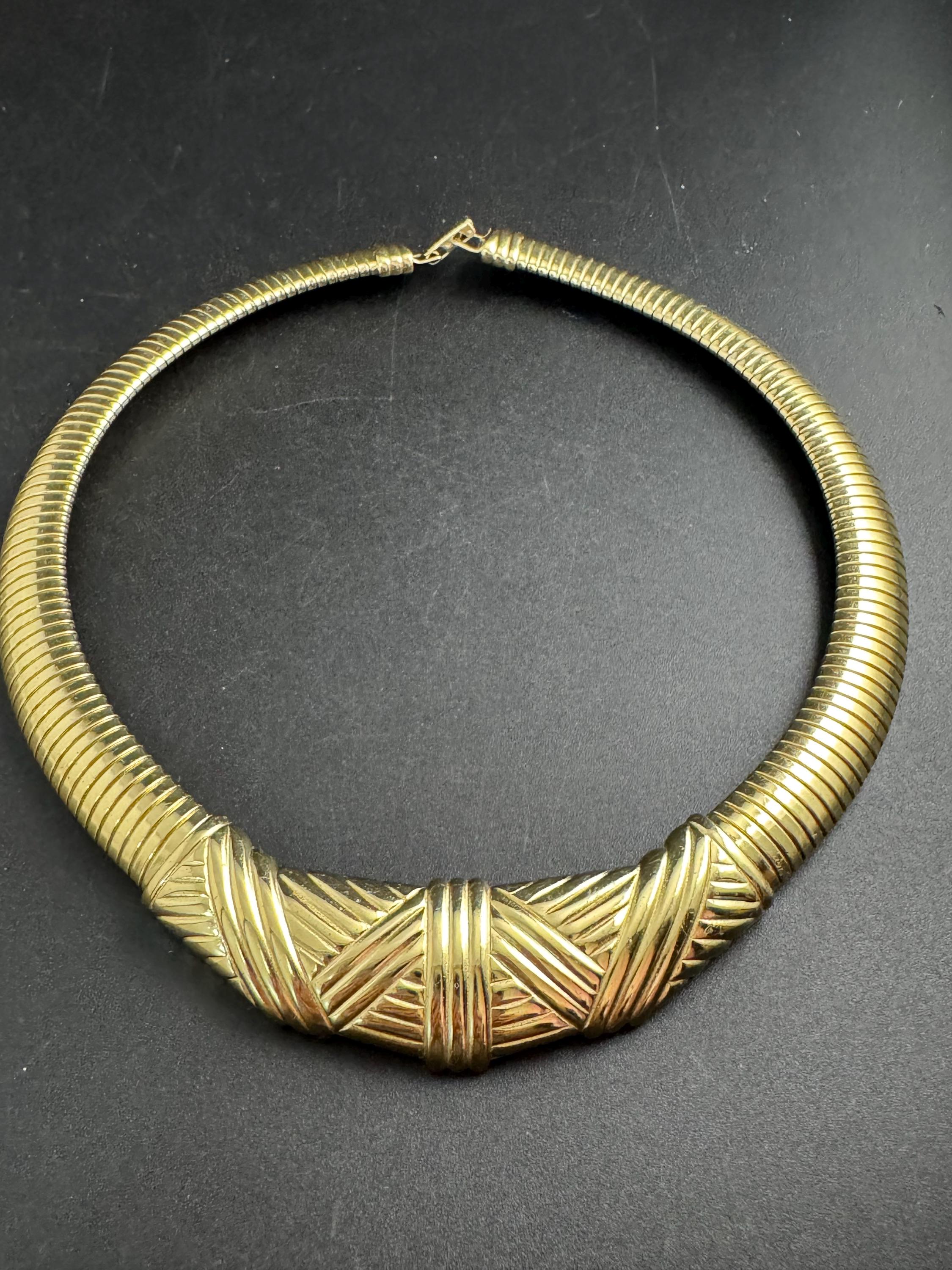 Avon omega wide gold choker, Signed vintage necklace
