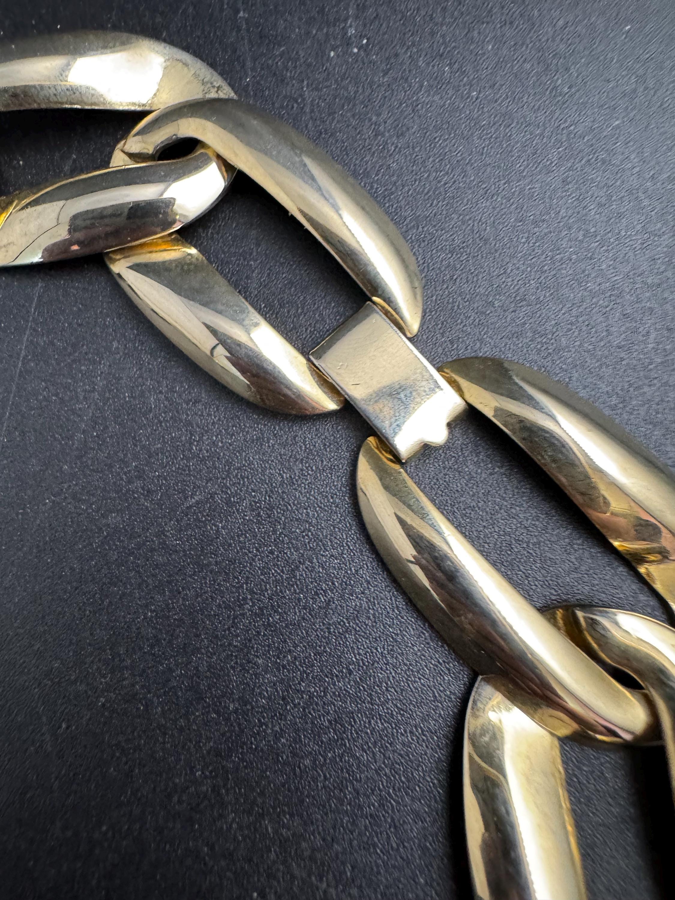 wide gold curb chain choker, chunky statement necklace 1980s