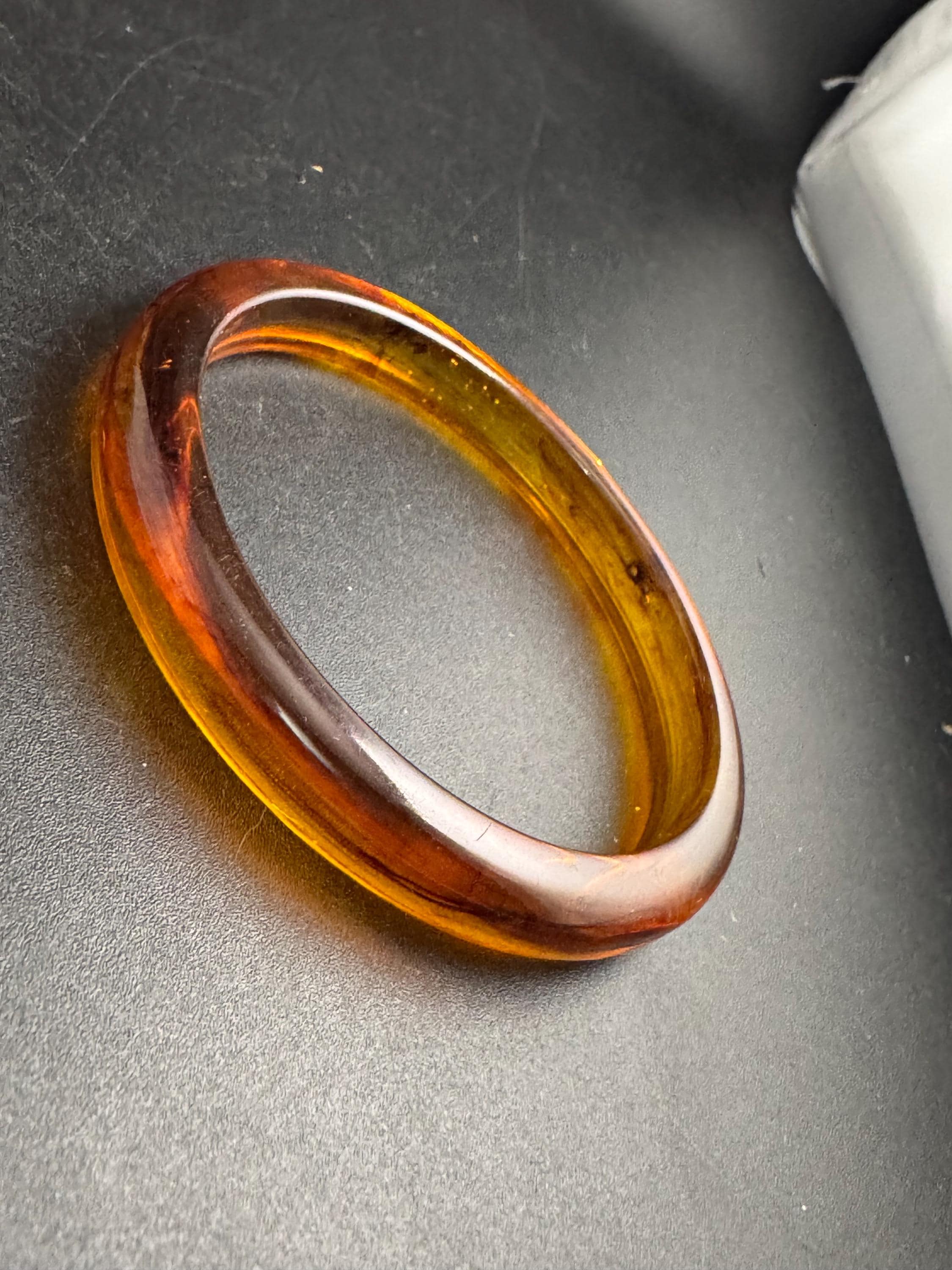 Faux tortoiseshell brown plastic slim bangle, vintage bracelet ideal for stacking layering