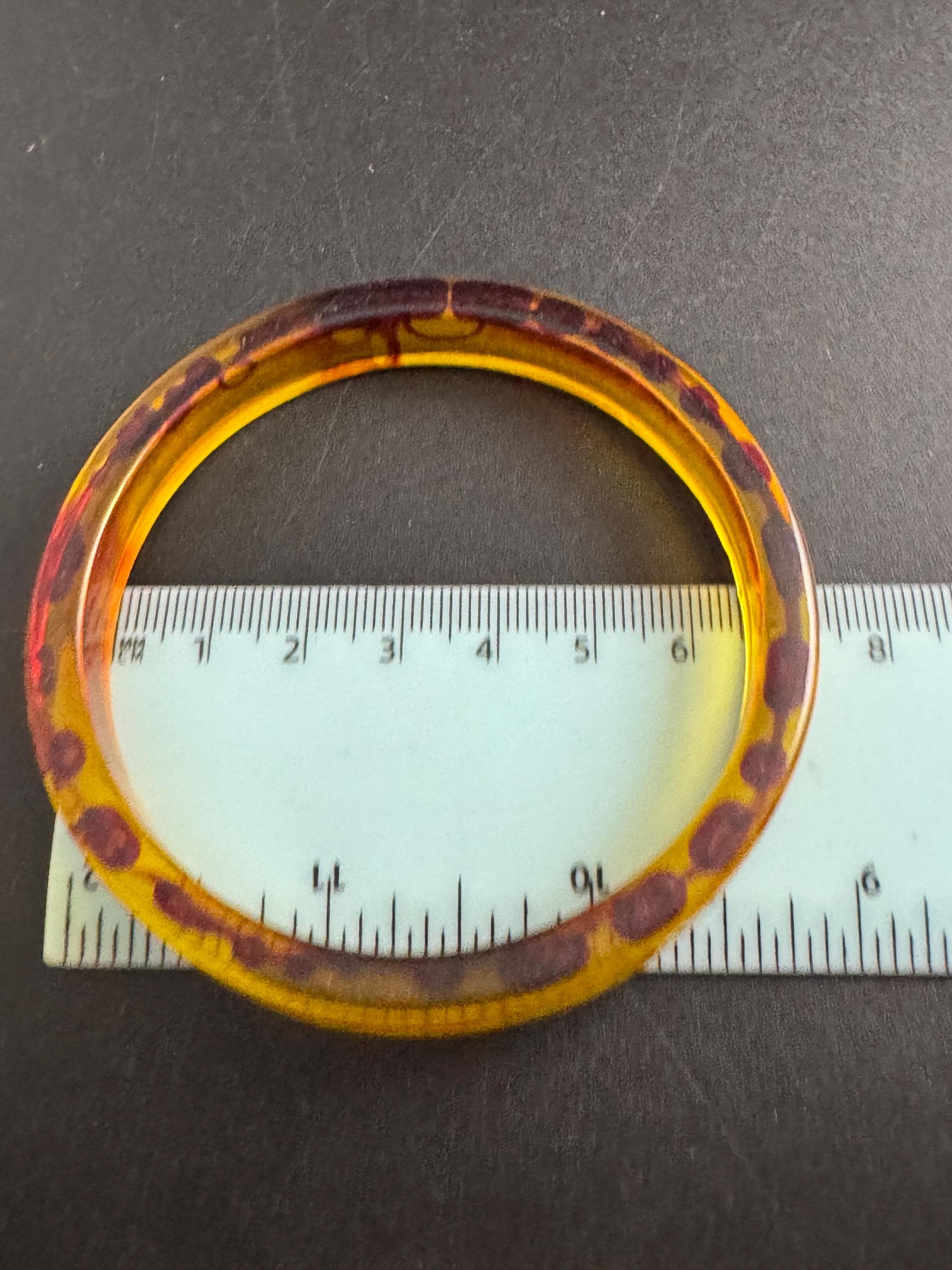 Faux tortoiseshell brown bangle, vintage early plastic bracelet ideal for stacking layering